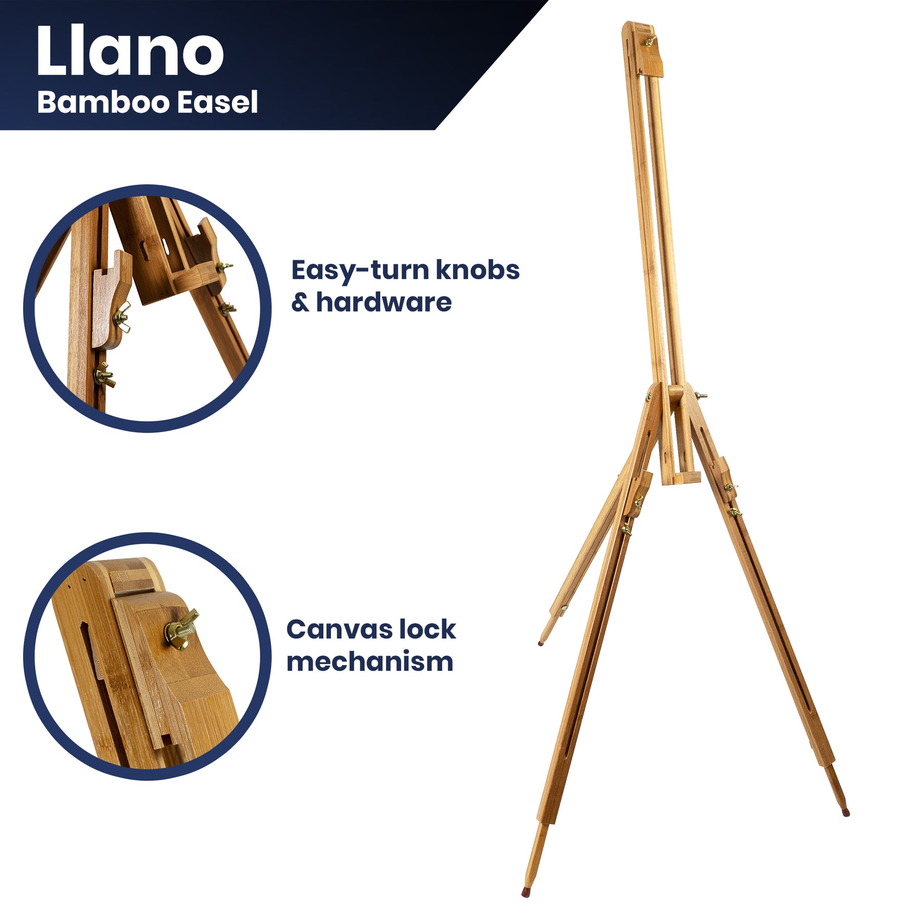 Pacific Arc - Field Bamboo Professional Foldable Studio Easel, 41 Inch Canvas Size for watercolors, painting, drawing, sketching, and display