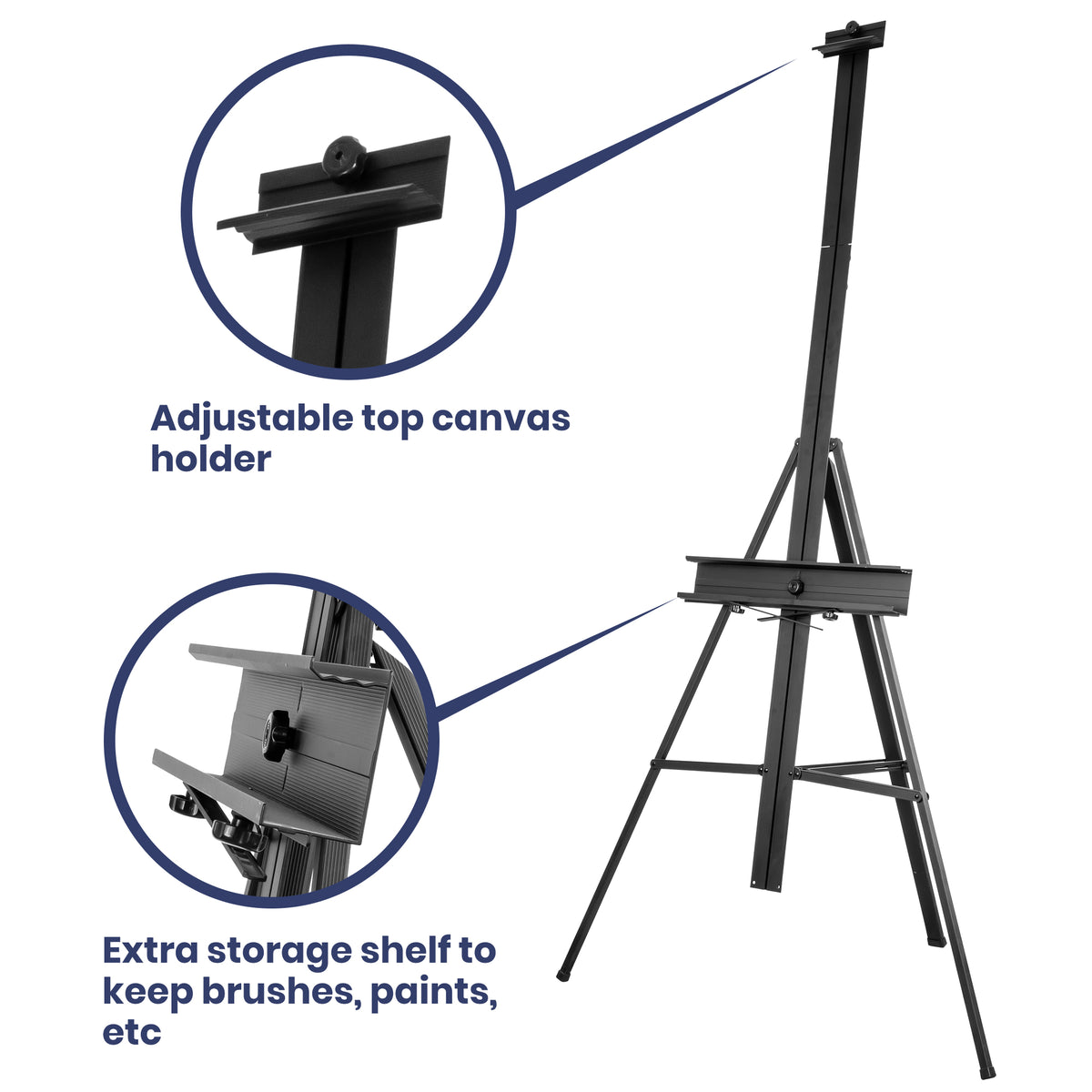 Pacific Arc - Bivouac Aluminum 67 Inch Adjustable Art Easel with Center Mast for Artists, Hobbyists, Students, and Professionals