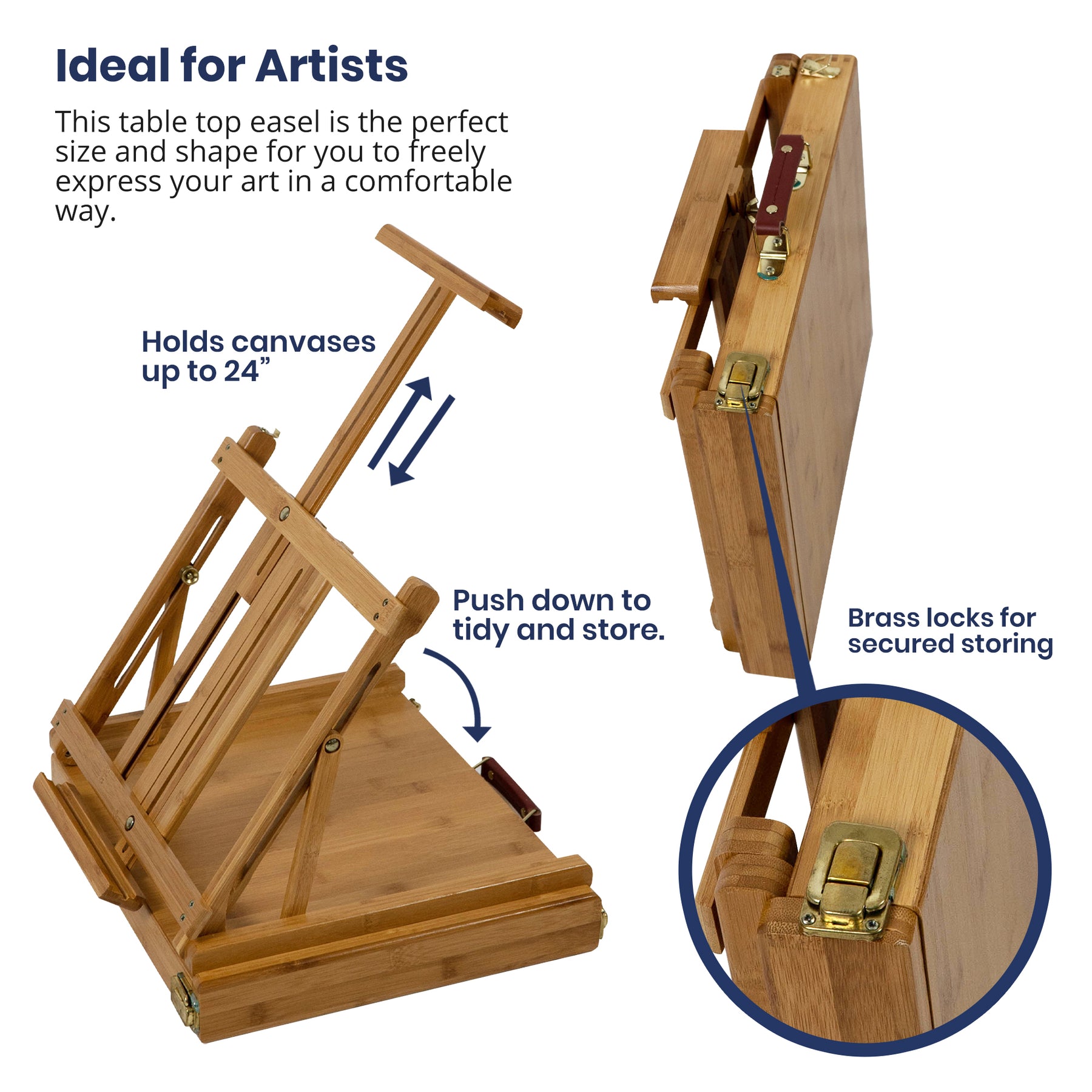 Pacific Arc Bamboo Professional Easel - Table-top Box for Artists, Hobbyists, Students, and Professionals