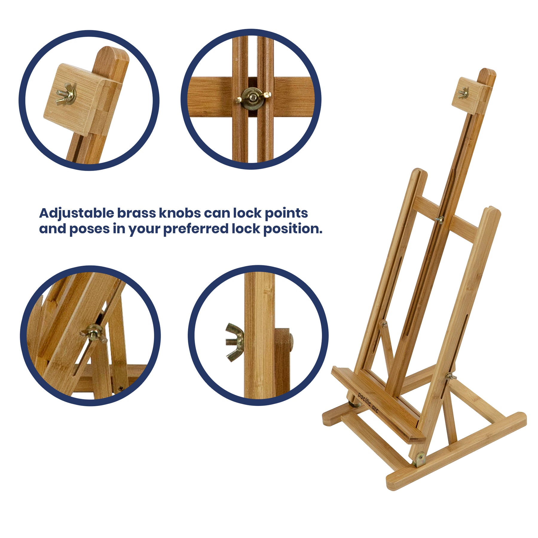 Pacific Arc Bamboo Table Top H-Frame Art Easel, 21 Inch Canvases for Painting, Drawing, Watercolors,Sketching, Pictures, Signs, Posterboards for Artists, Hobbyists, Students, and Professionals