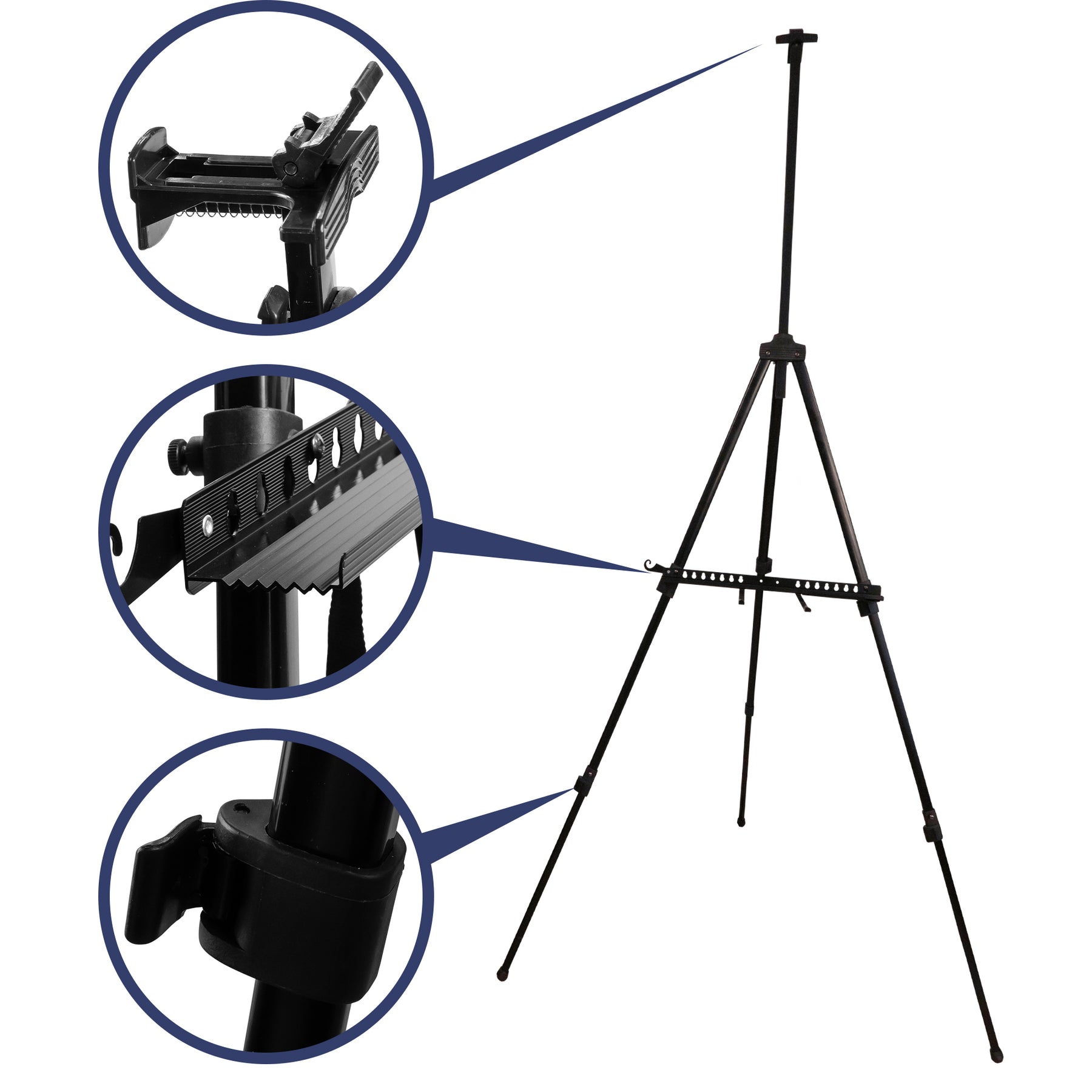 Pacific Arc - Trekker Aluminum 70 Inch Adjustable Art Easel with Carry Bag for Artists, Hobbyists, Students, and Professionals