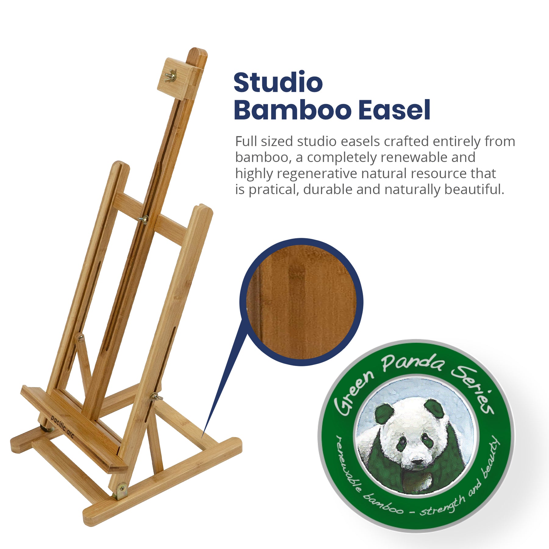 Pacific Arc Bamboo Table Top H-Frame Art Easel, 21 Inch Canvases for Painting, Drawing, Watercolors,Sketching, Pictures, Signs, Posterboards for Artists, Hobbyists, Students, and Professionals