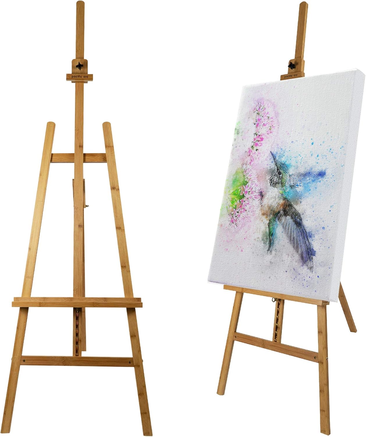 Pacific Arc Lyre-Style Solid Bamboo Artist Studio Easel, Holds up to 50" Canvas, for Artists, Hobbyists, Students, and Professionals