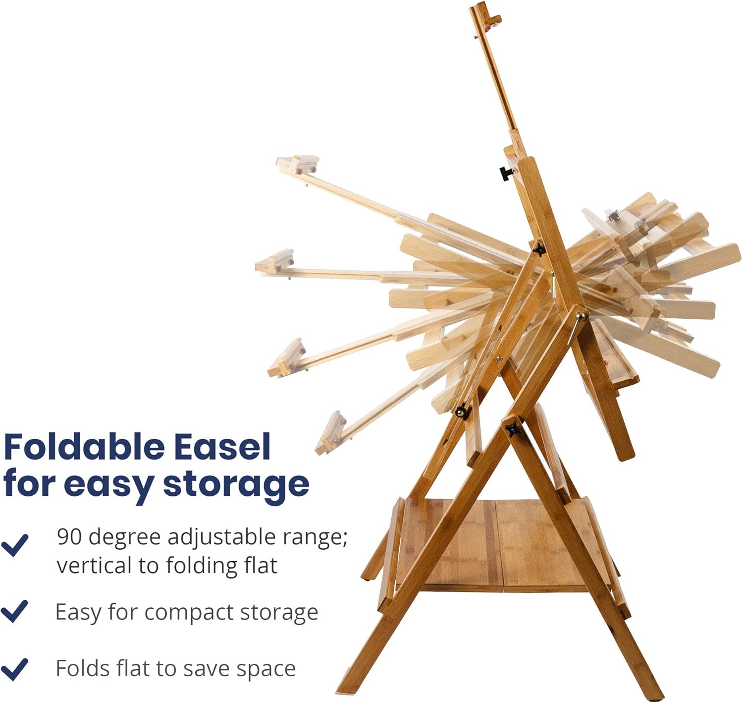 Pacific Arc, Bamboo Professional Lobo Easel H-Frame with bottom shelf , 46 Inch Canvas size for Painting, Drawing, Watercolors,Sketching, Pictures, Signs, Posterboards