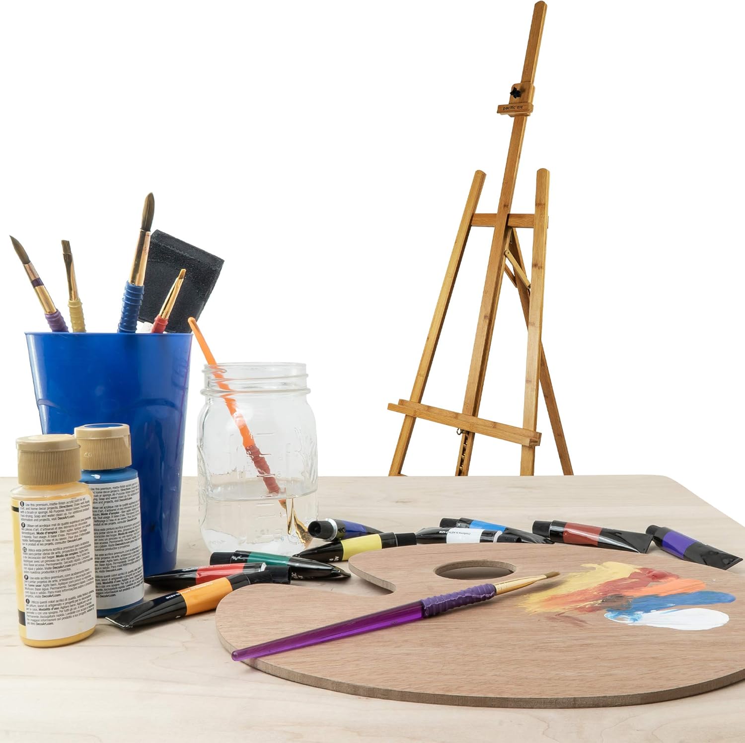 Pacific Arc Lyre-Style Solid Bamboo Artist Studio Easel, Holds up to 50" Canvas, for Artists, Hobbyists, Students, and Professionals