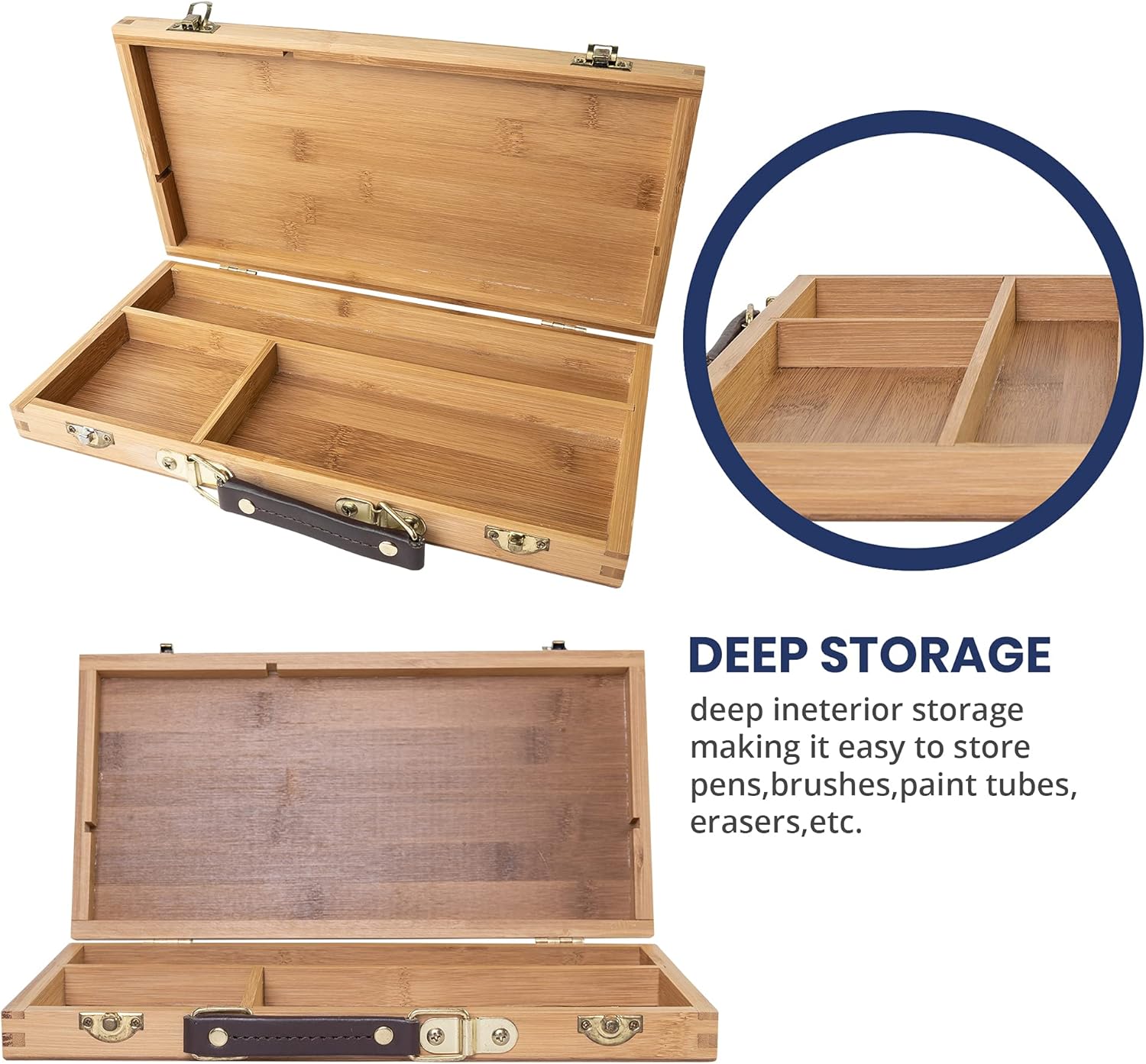 Pacific Arc, Salado Tool Box for Art Supplies, 12.5 Inch x 6.5 Inch x 2.25 Inch, 4 Fixed Compartments