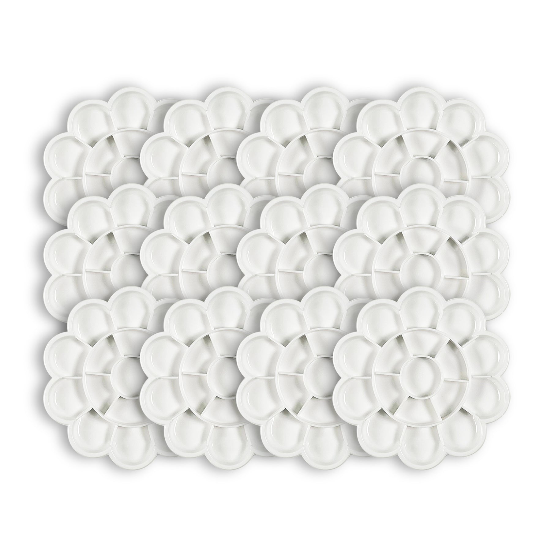 Pacific Arc - 12 Pack (8 well) Paint tray palettes for Kids, Plastic White Palettes for Students or Adults Paint Holder, Paint Supplies for DIY, Crafts, Acrylic Painting