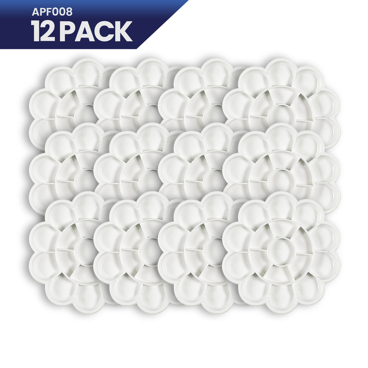 Pacific Arc - 12 Pack (8 well) Paint tray palettes for Kids, Plastic White Palettes for Students or Adults Paint Holder, Paint Supplies for DIY, Crafts, Acrylic Painting