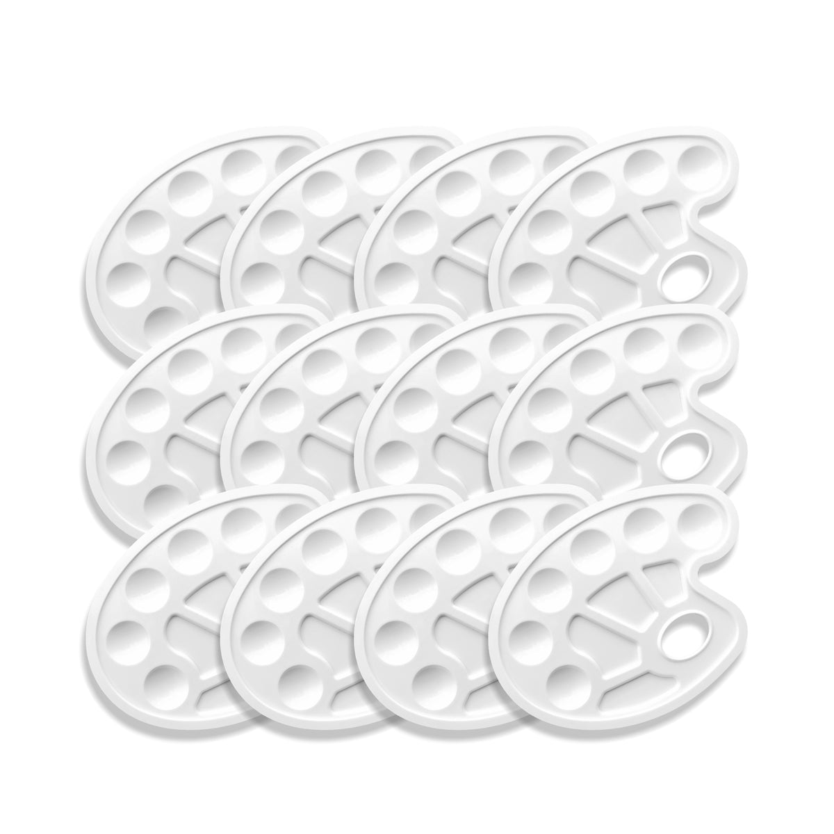 Pacific Arc - 12 Pack (10 well) Paint tray palettes for Kids, Plastic White Palettes for Students or Adults Paint Holder, Paint Supplies for DIY, Crafts, Acrylic Painting