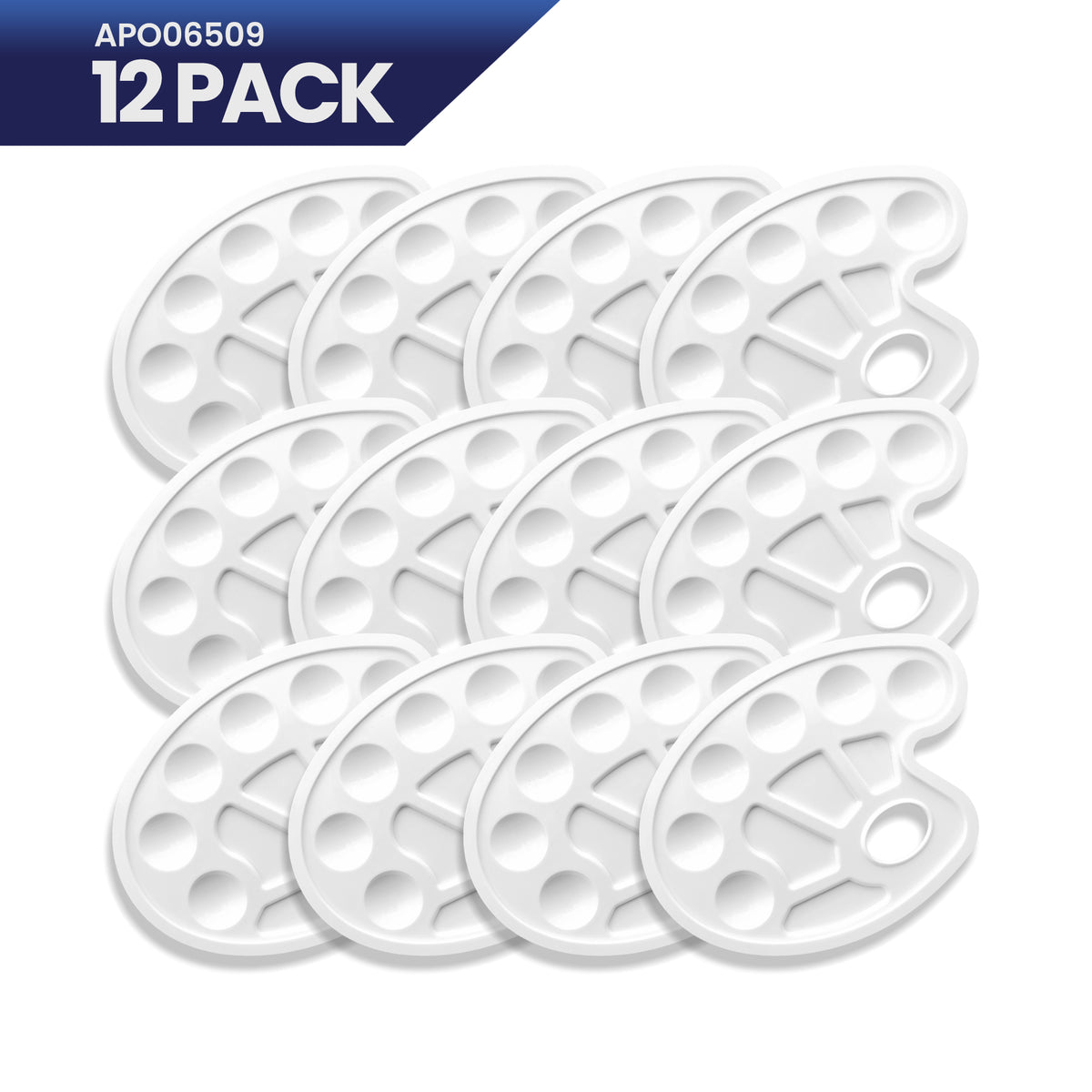 Pacific Arc - 12 Pack (10 well) Paint tray palettes for Kids, Plastic White Palettes for Students or Adults Paint Holder, Paint Supplies for DIY, Crafts, Acrylic Painting