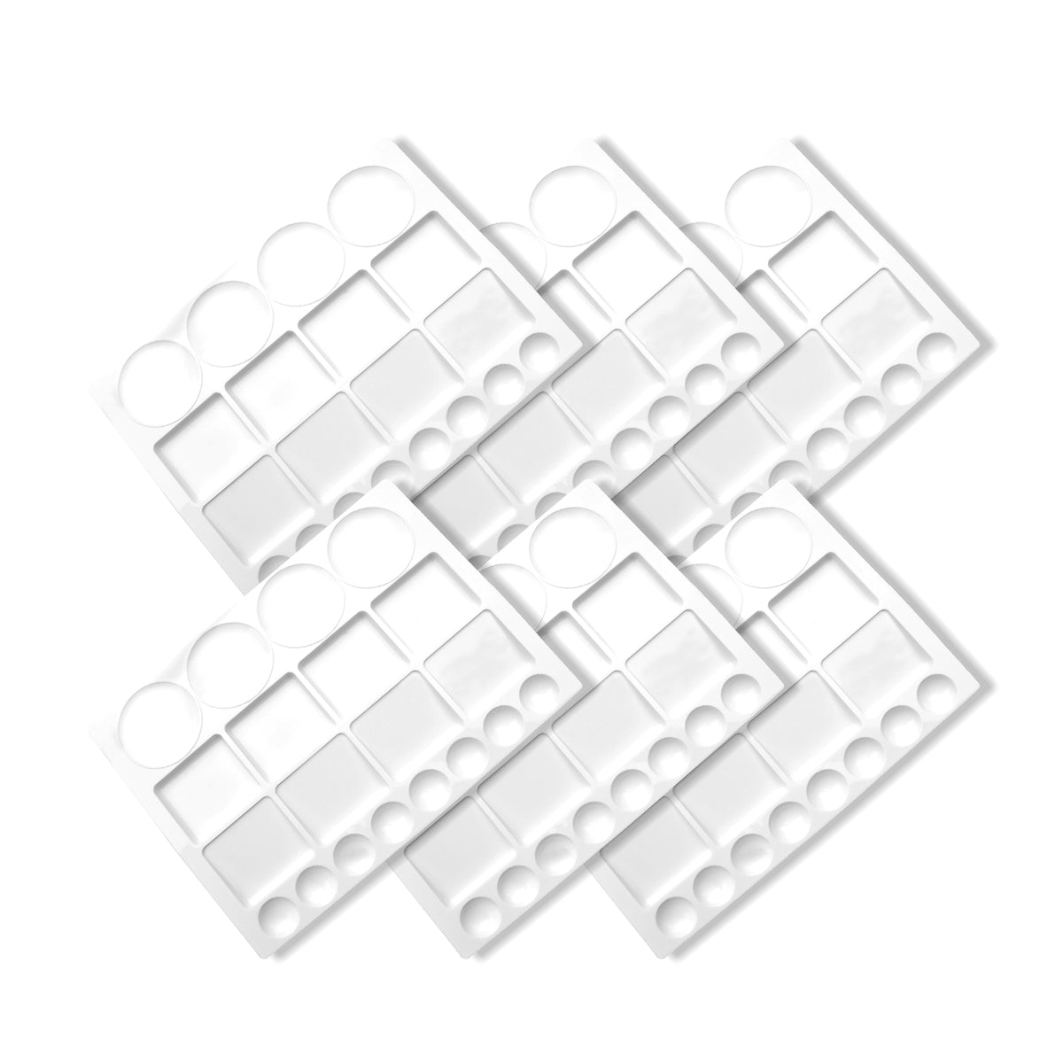 Pacific Arc - 6 Pack (20 well) Paint tray palettes for Kids, Plastic White Palettes for Students or Adults Paint Holder, Paint Supplies for DIY, Crafts, Acrylic Painting