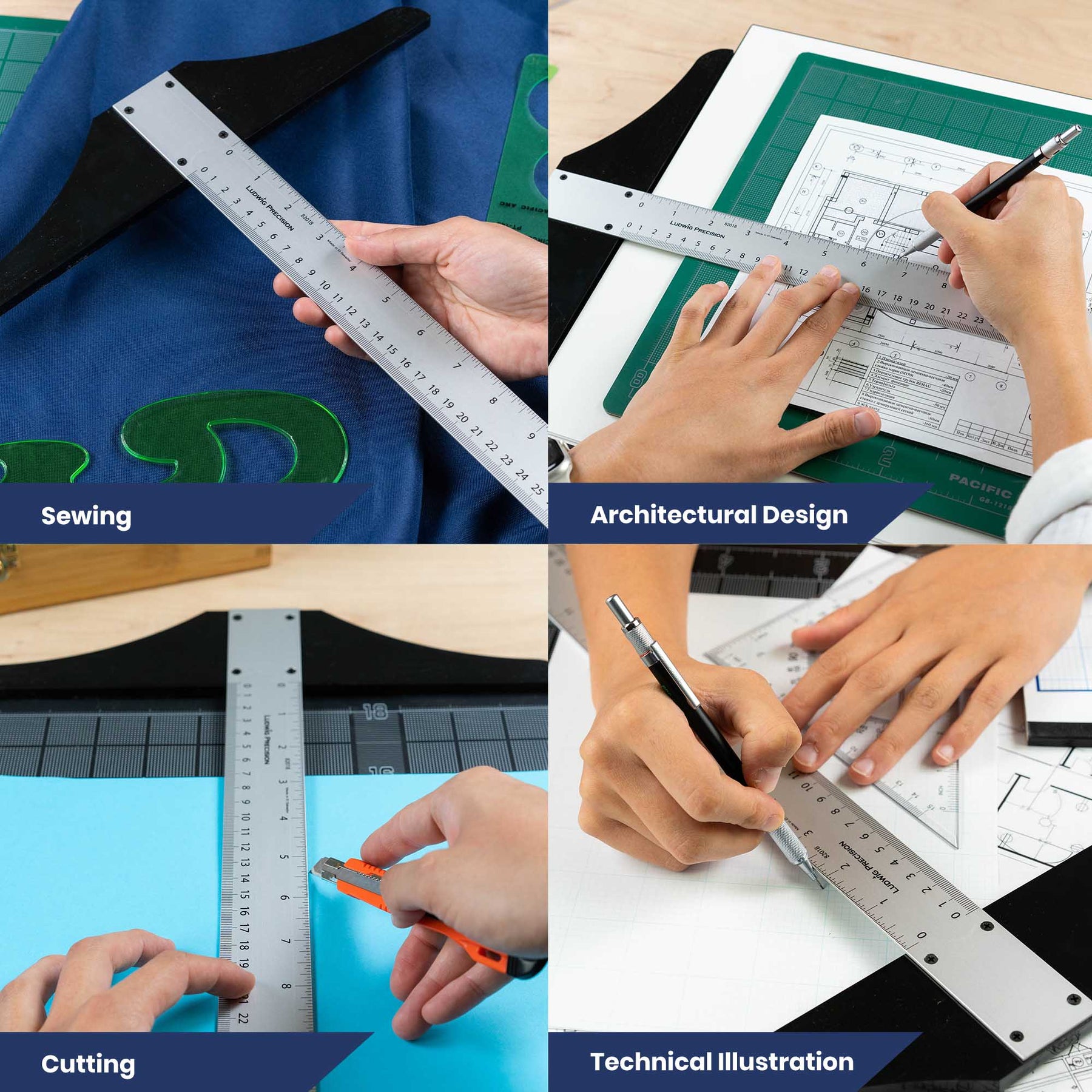 Pacific Arc: T-Square, Aluminum, Scholastic - inch/Metric 12" - 36" Drawing and Design tool for students and professionals, Great for Carpentry, Drafting Architecture, Engineering, and Art
