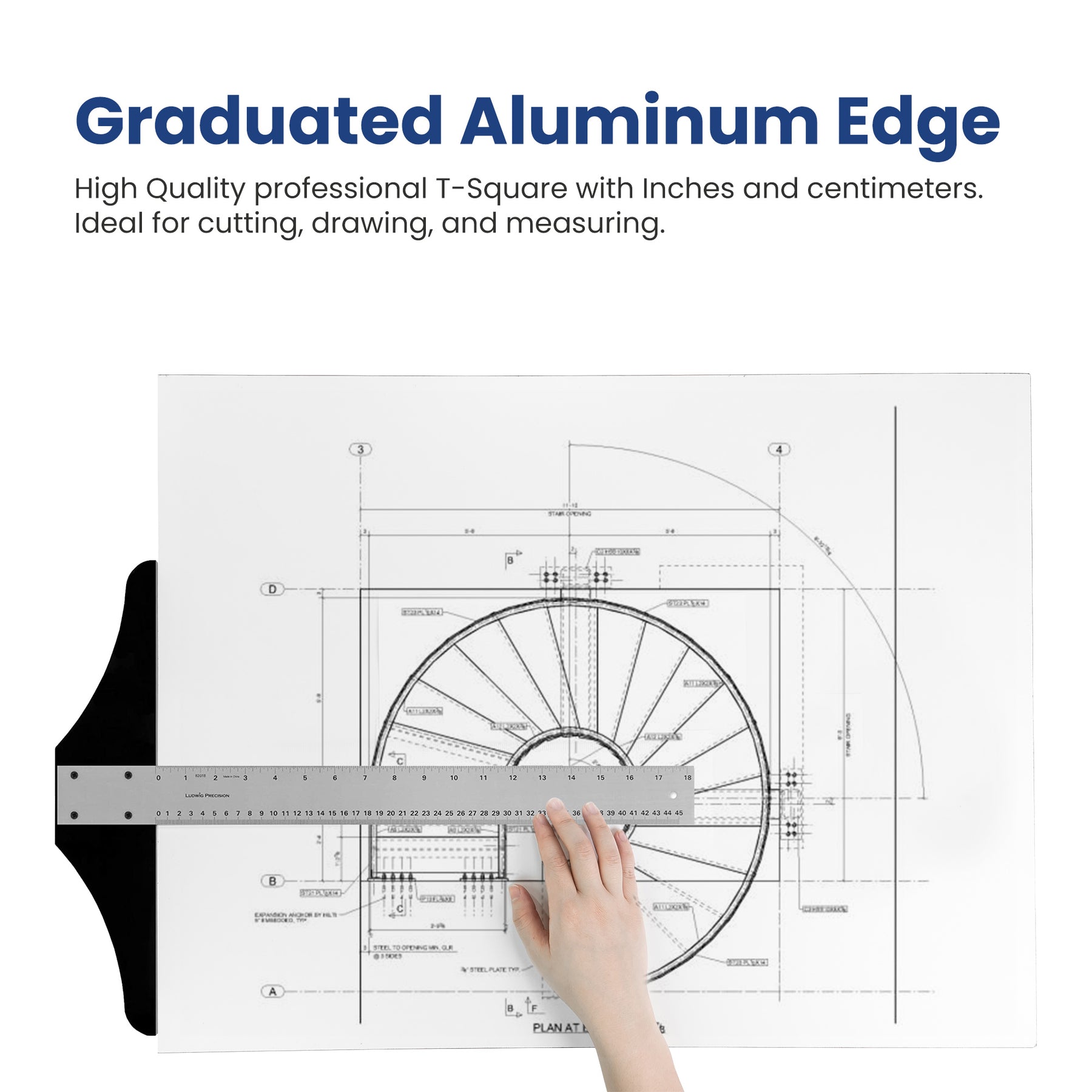 Pacific Arc: T-Square, Aluminum, Scholastic - inch/Metric 12" - 36" Drawing and Design tool for students and professionals, Great for Carpentry, Drafting Architecture, Engineering, and Art