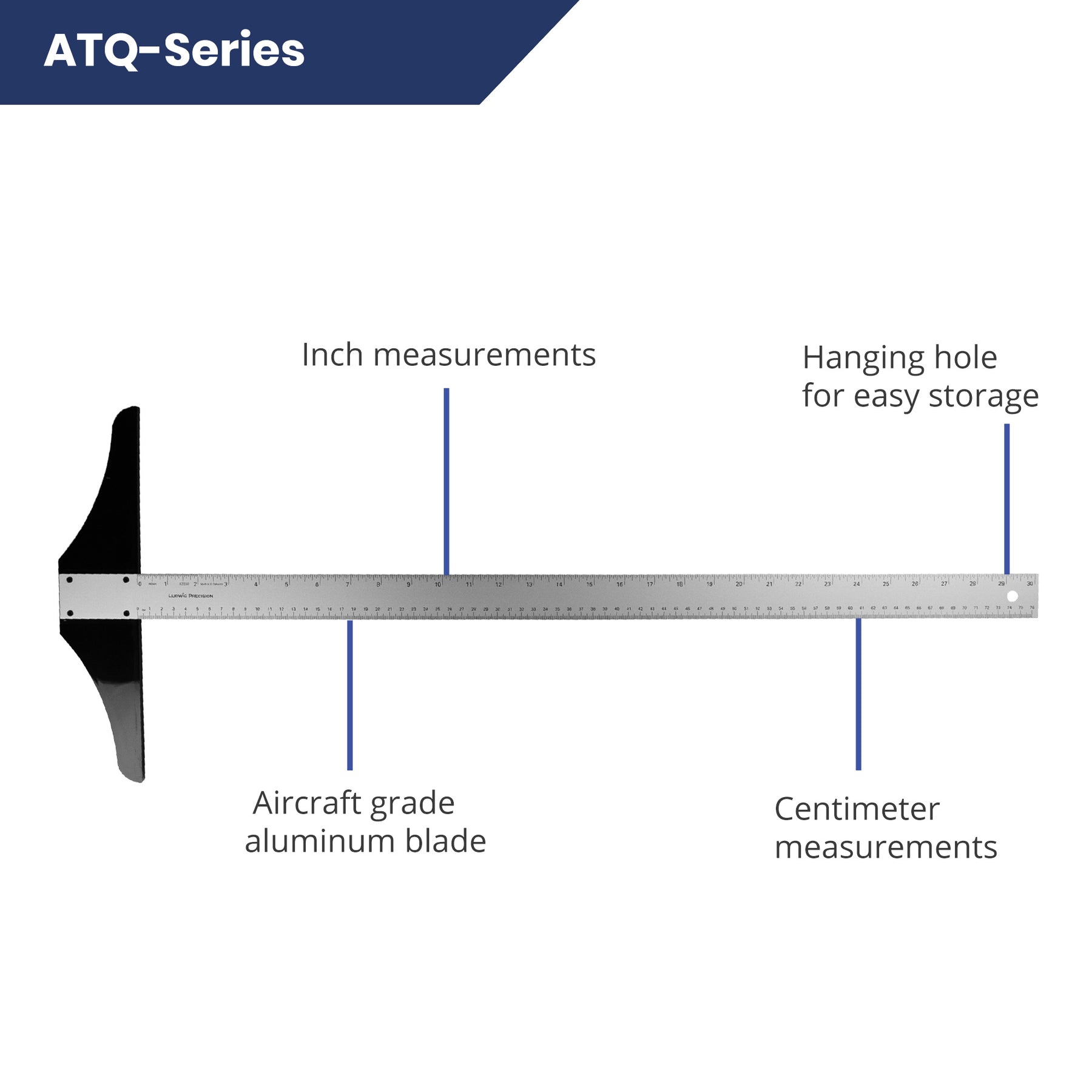 Pacific Arc: T-Square, Aluminum, Scholastic - inch/Metric 12" - 36" Drawing and Design tool for students and professionals, Great for Carpentry, Drafting Architecture, Engineering, and Art