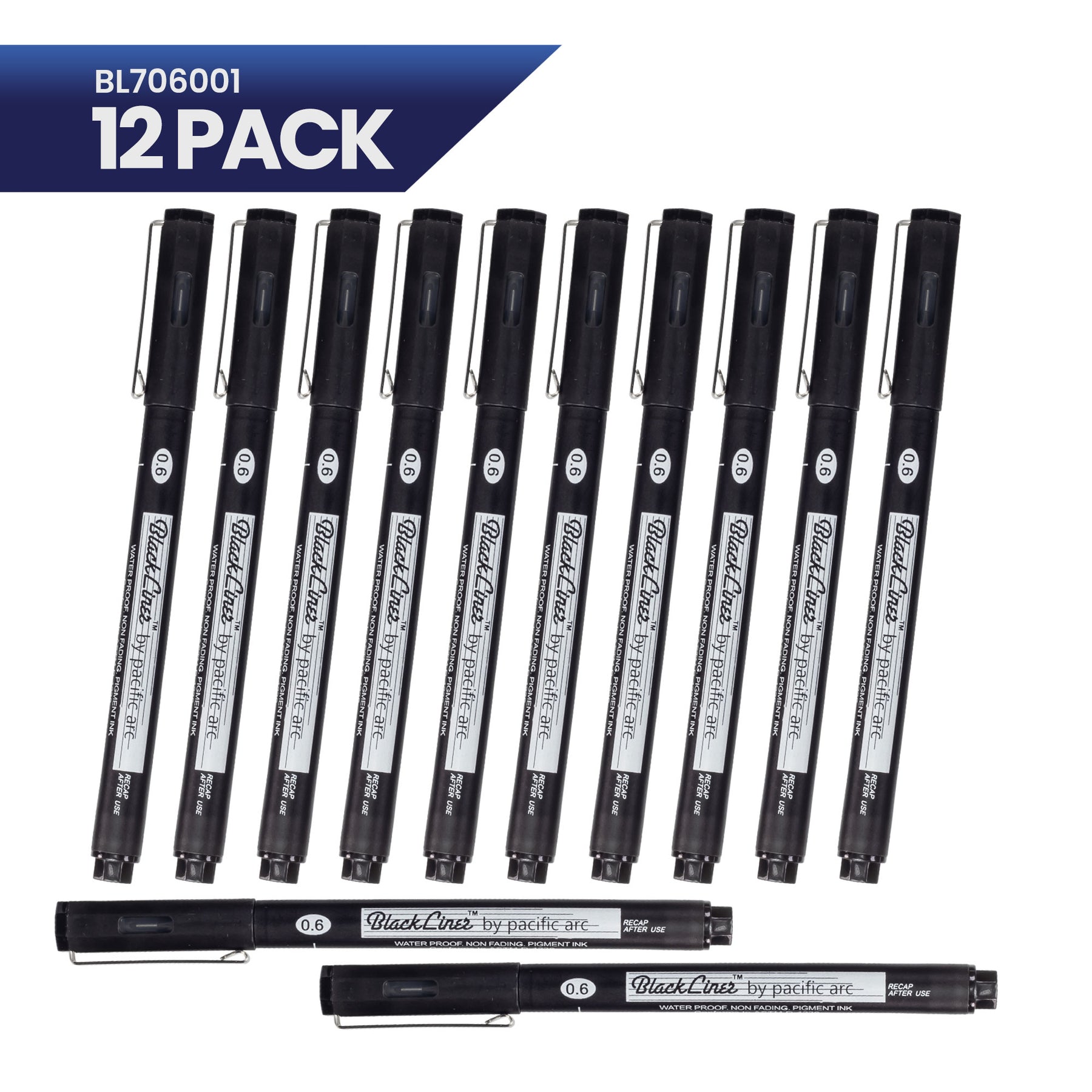 Pacific Arc | Blackliner Black Fineliner Pens | Differently Sized Fine Drawing Pens