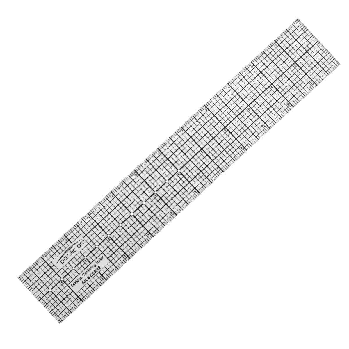 Pacific Arc Clear Sewing Gridded and Centering Graph Ruler, Design ruler, 2 x 12 or 18 inch, Transparent Pattern Making Ruler for Sewing and Dress Making