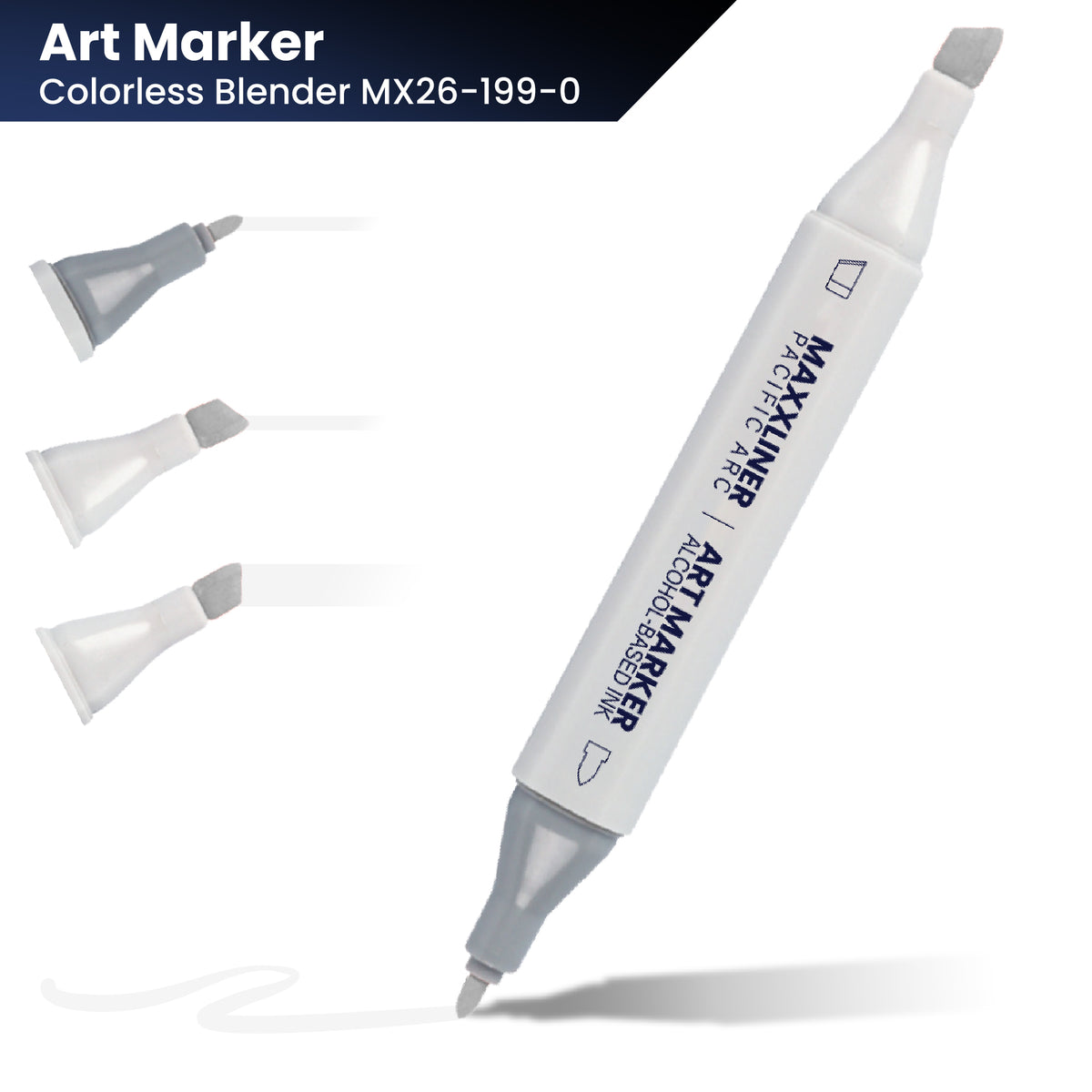 Pacific Arc - Maxxliner - Alcohol Based - Dual Tip Colorless Blender and Colored packs- For Artist, Professional or School Work.