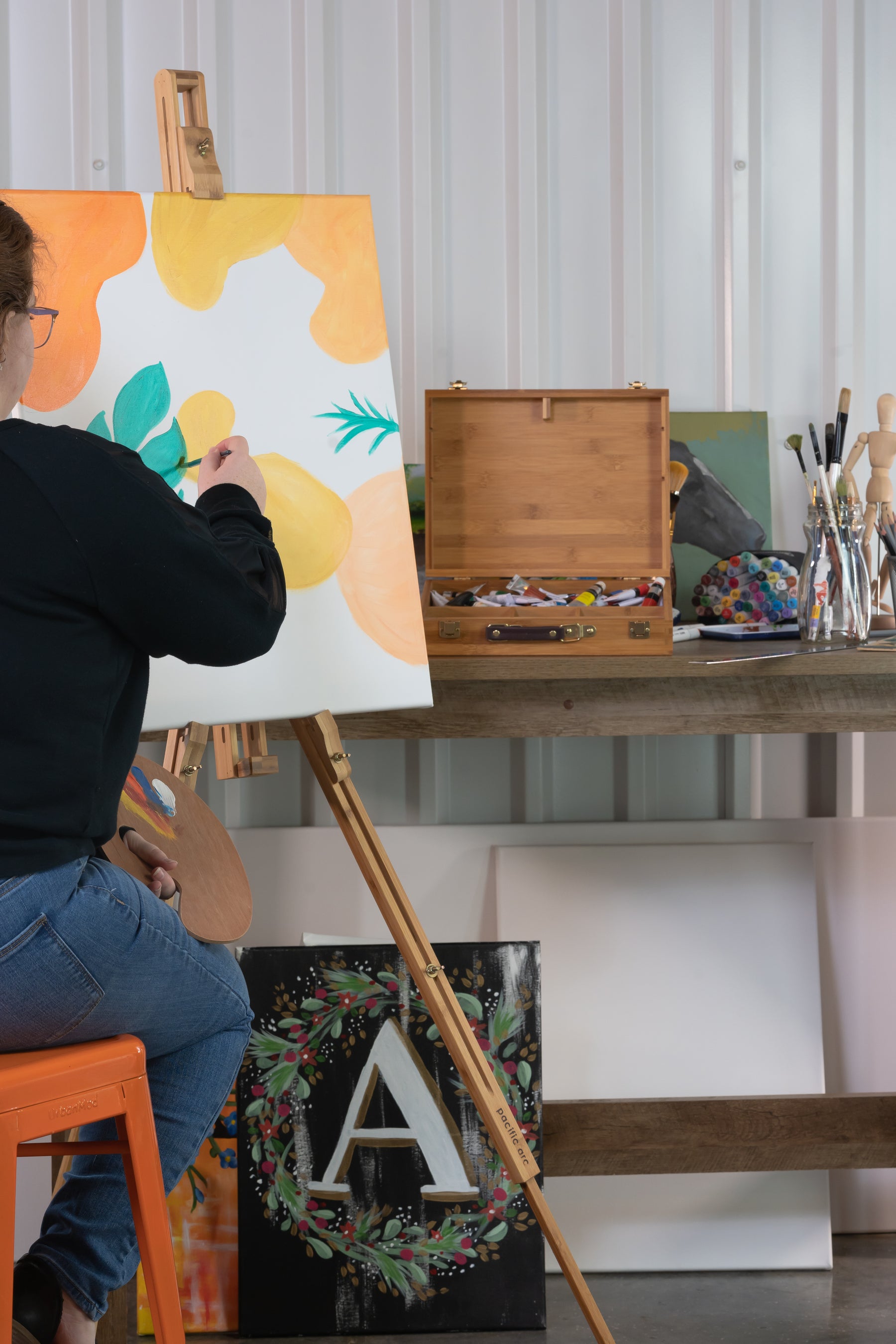 Pacific Arc - Field Bamboo Professional Foldable Studio Easel, 41 Inch Canvas Size for watercolors, painting, drawing, sketching, and display
