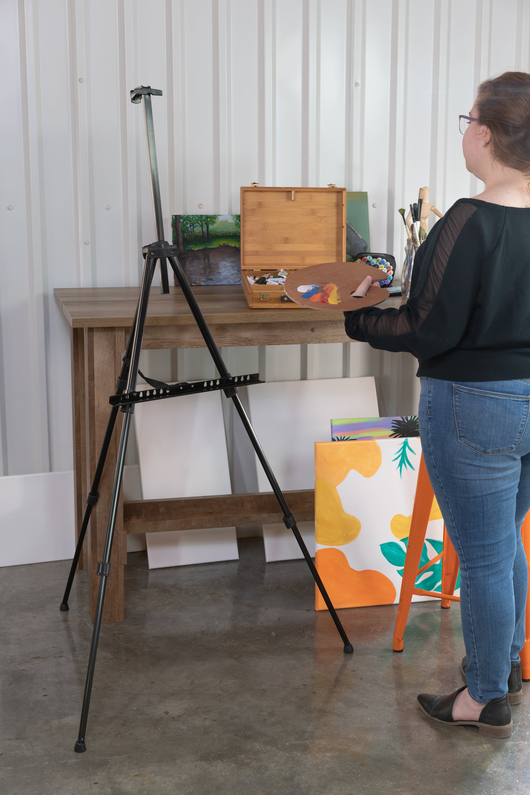 Pacific Arc Backpacker Aluminum 63 Inch Adjustable Art Easel with Carrying Bag for Artists, Hobbyists, Students, and Professionals