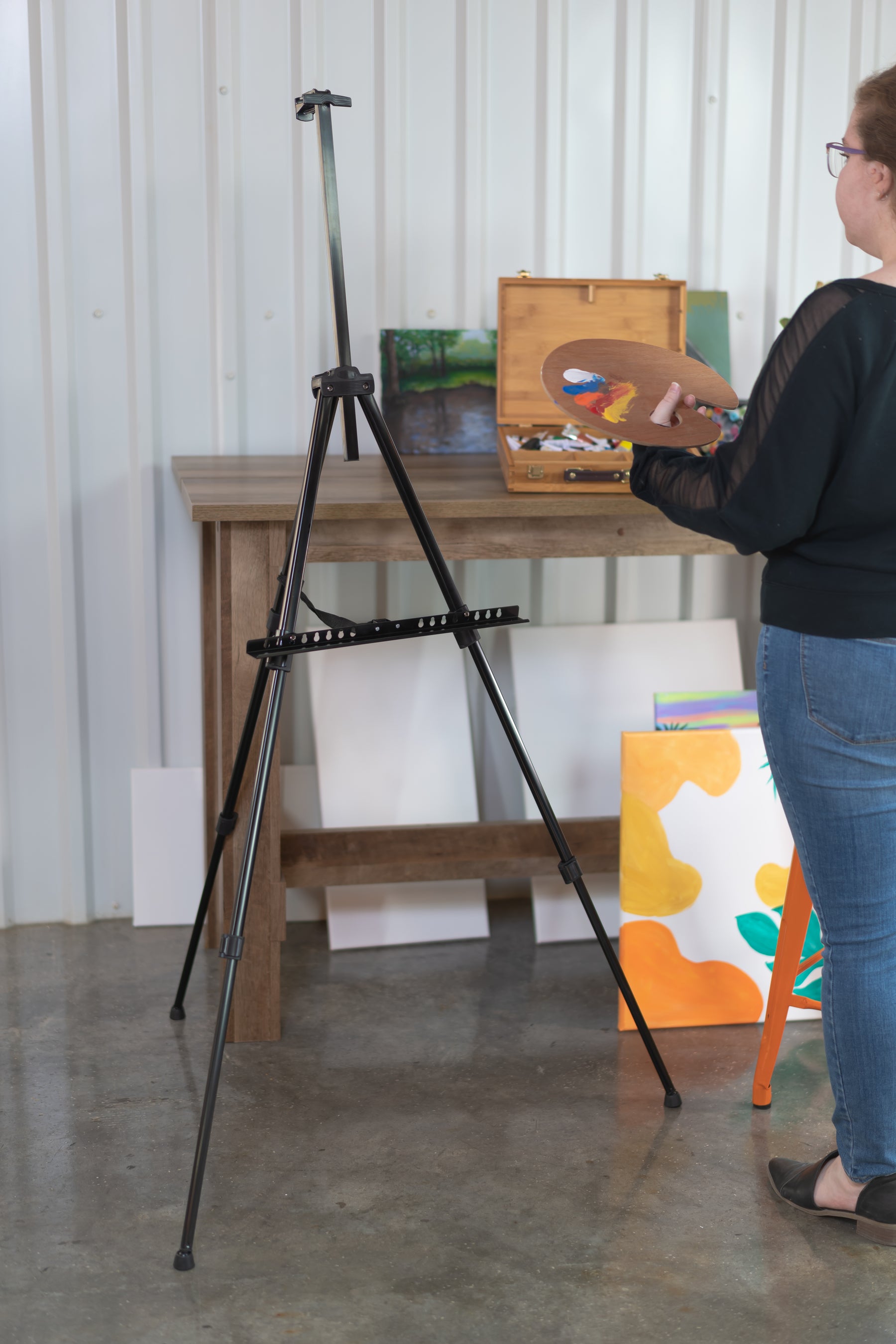 Pacific Arc Backpacker Aluminum 63 Inch Adjustable Art Easel with Carrying Bag for Artists, Hobbyists, Students, and Professionals