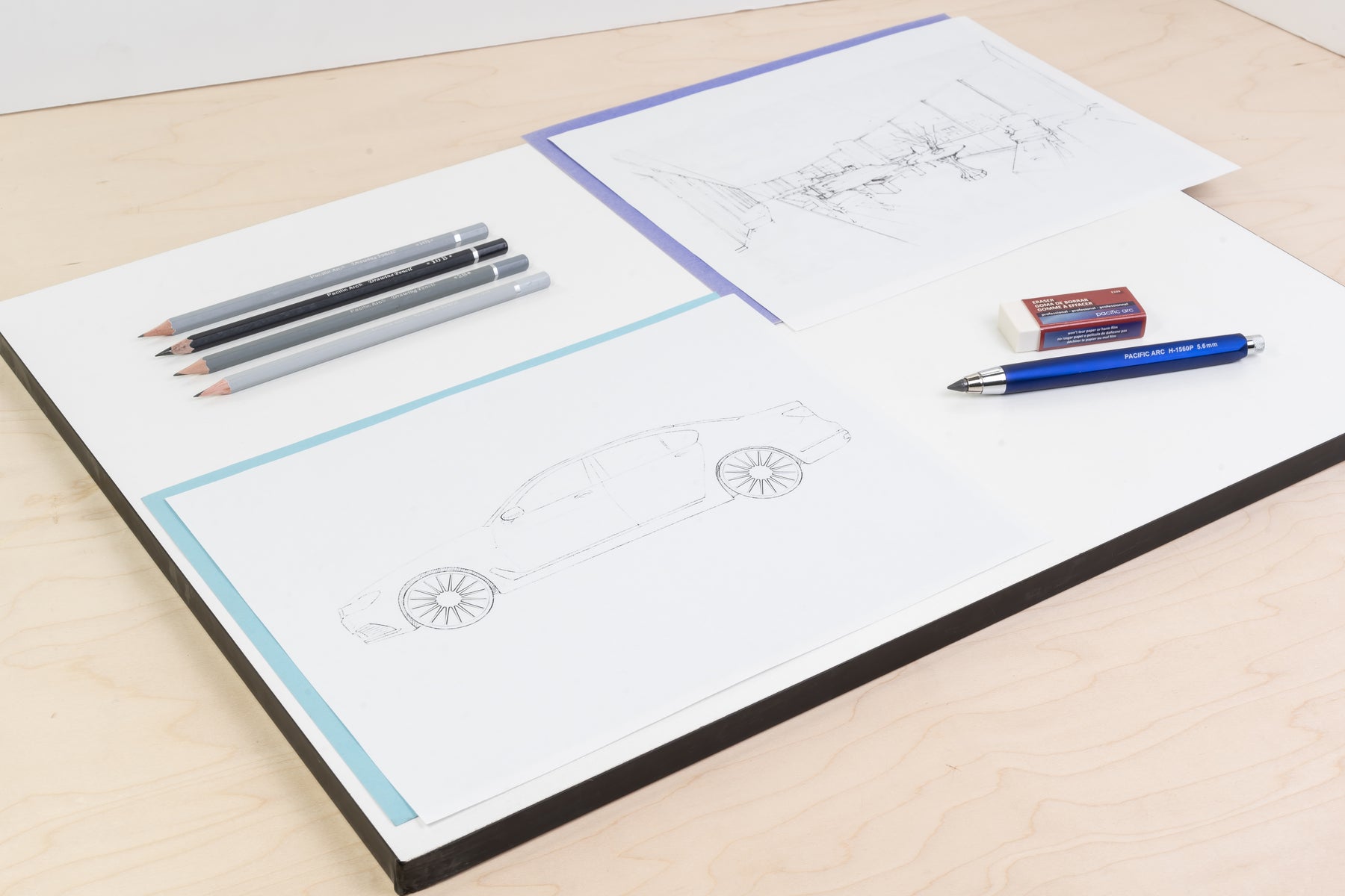Pacific Arc, Drawing Board: white melamine, black edge