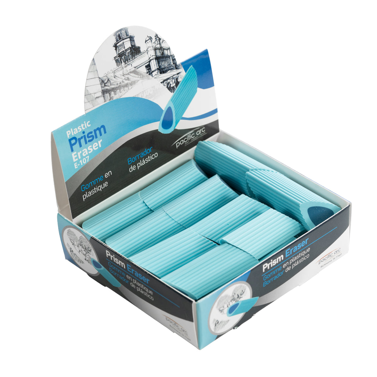 Pacific Arc, Eraser Display: Prism - Soft plastic - prism shape - blue