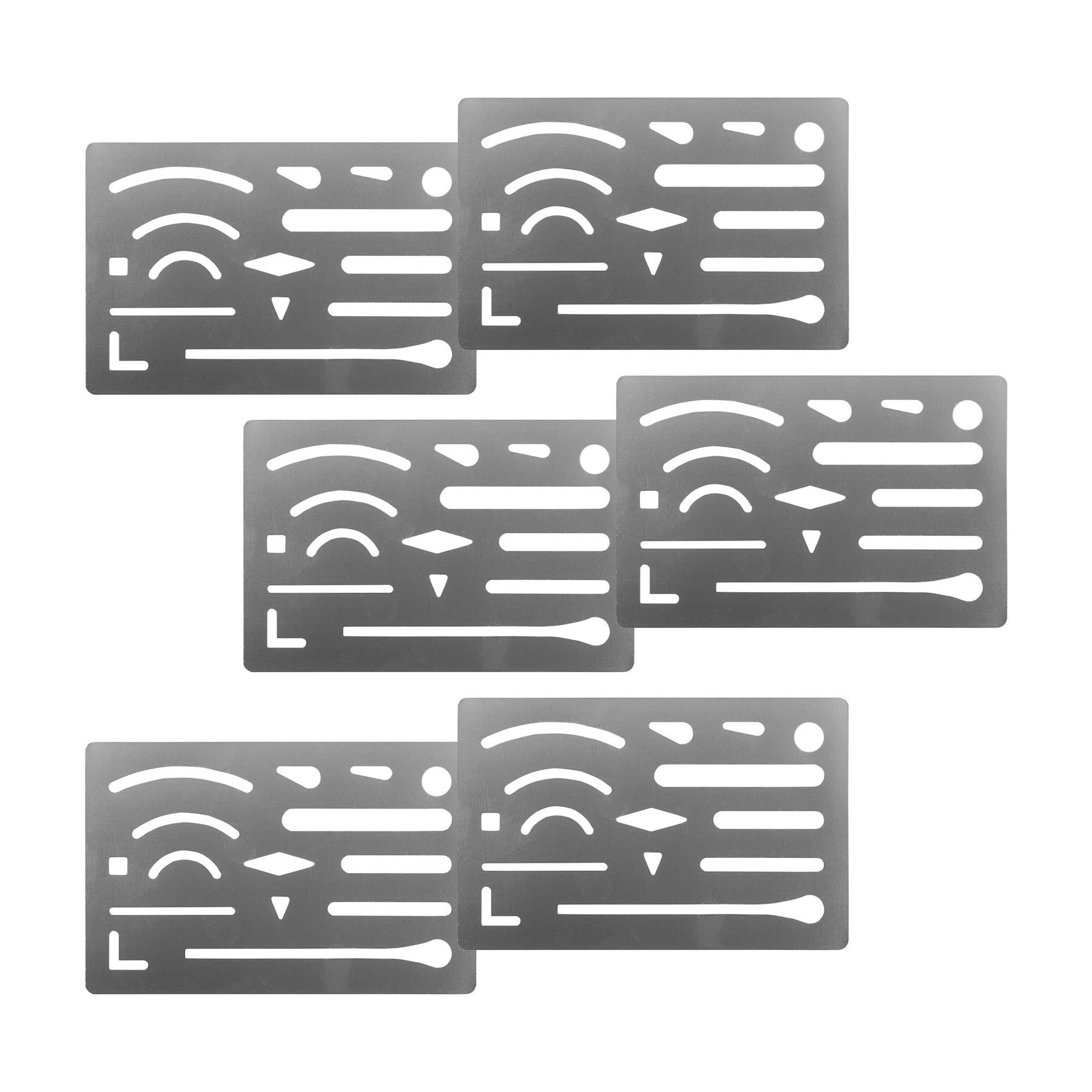 Pacific Arc - Professional Erasing Shield Solid Stainless Steel with 26 Openings 6 pack