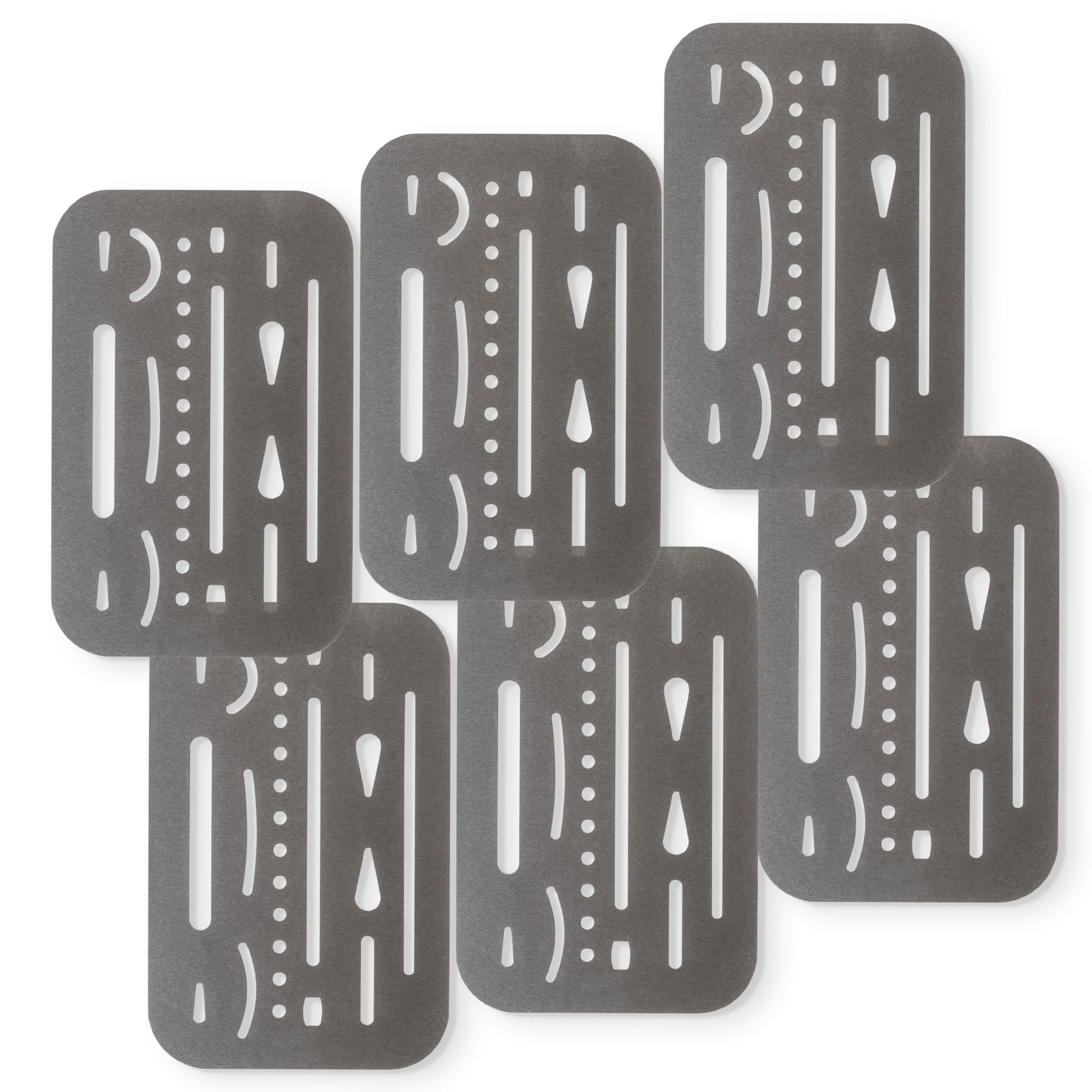 Pacific Arc - Professional Erasing Shield Solid Stainless Steel with 26 Openings 6 pack