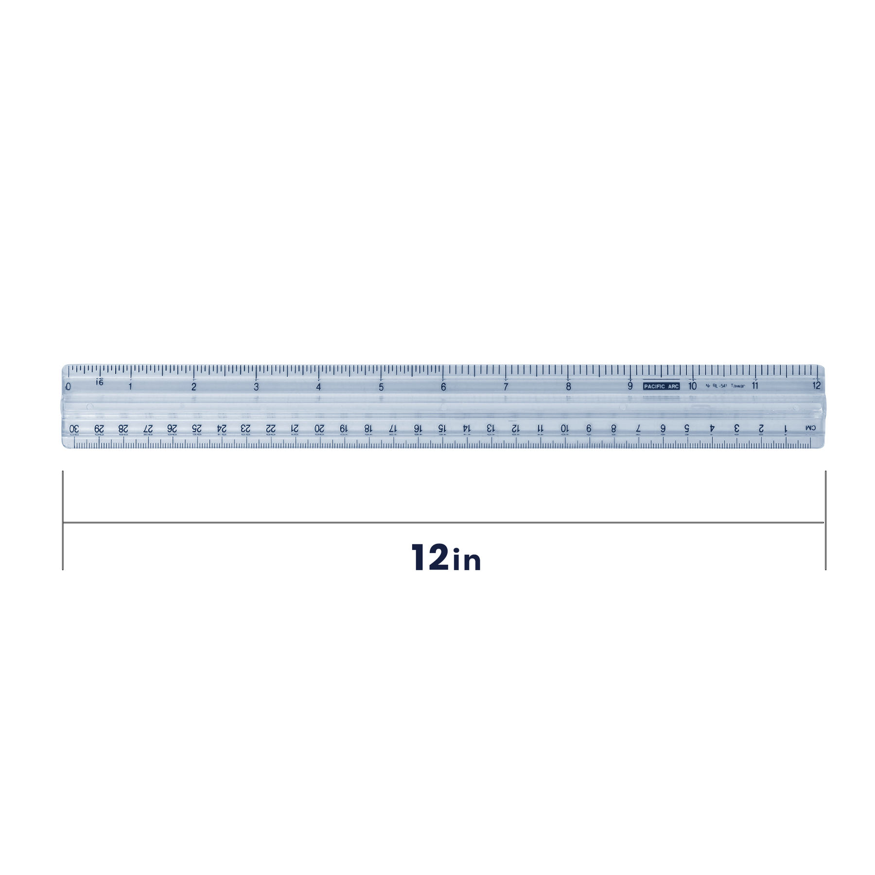Pacific Arc - Easy Grip Ruler, 12 Inch, Inches and Centimeters, Clear