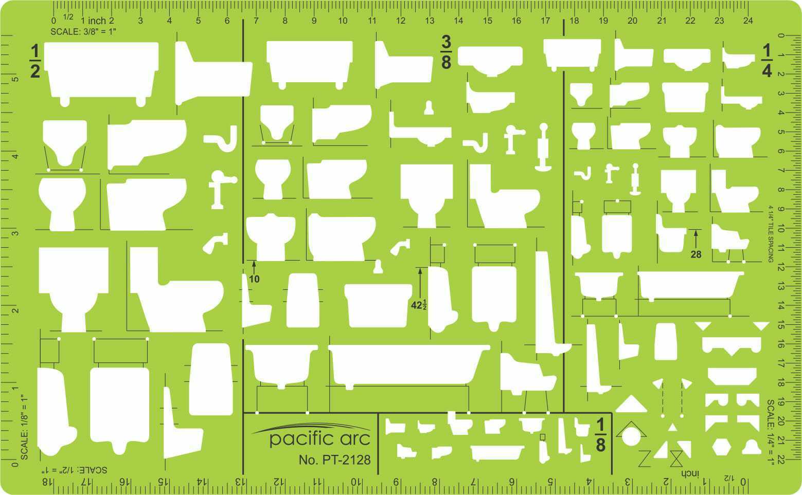 Pacific Arc, Architecture Template, Drawing aid stencil for professional or school work, for architects, draftsmen, and artists