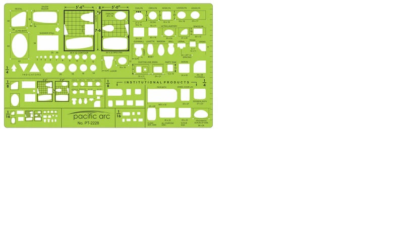 Pacific Arc, Architecture Template, Drawing aid stencil for professional or school work, for architects, draftsmen, and artists