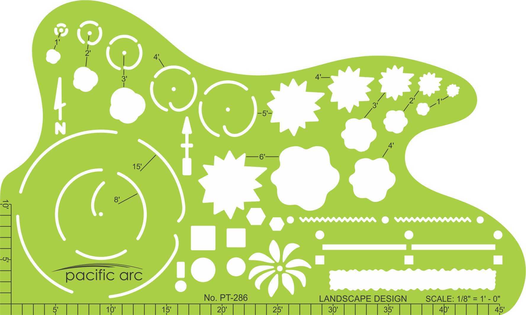 Pacific Arc, Architecture Template, Drawing aid stencil for professional or school work, for architects, draftsmen, and artists