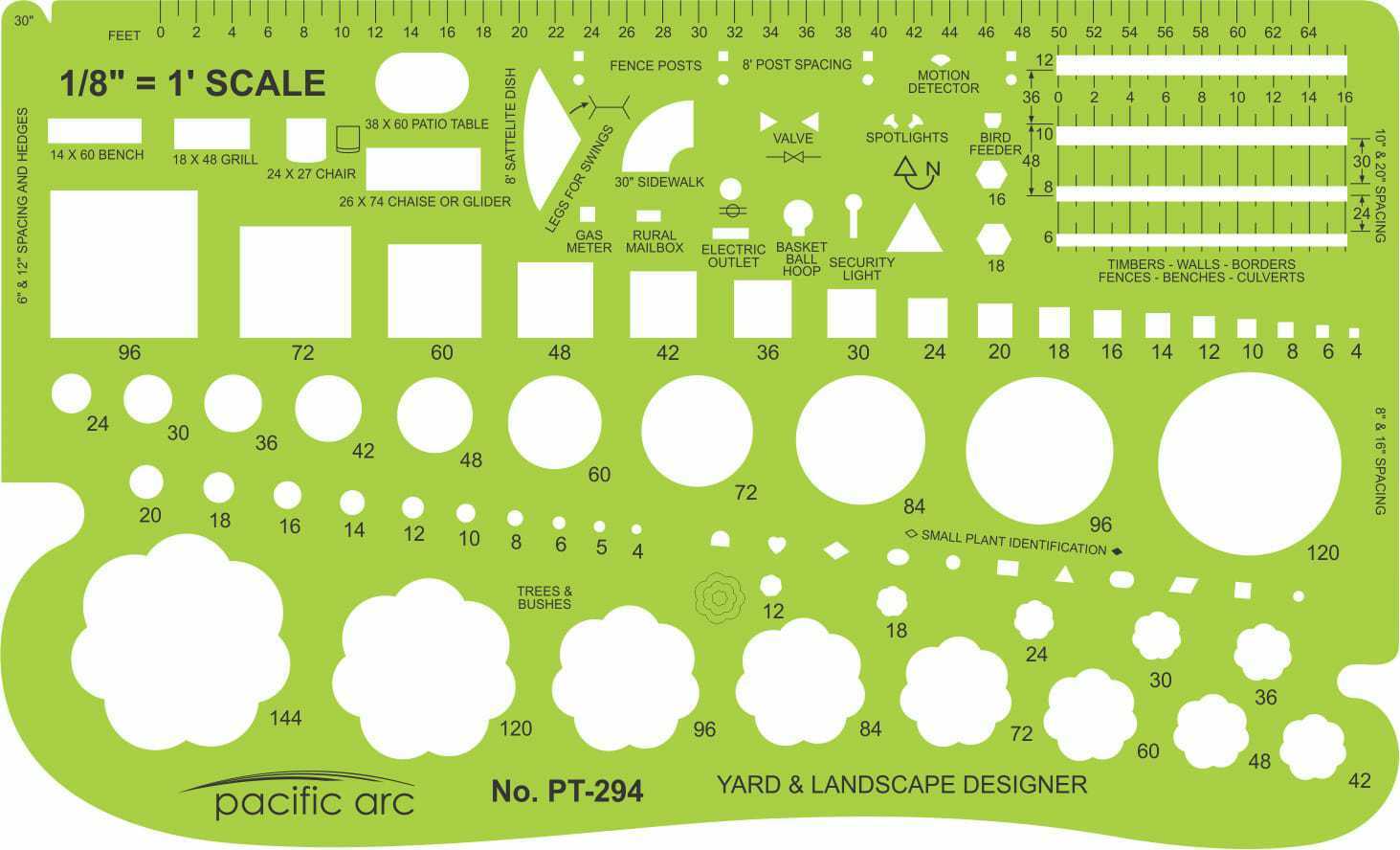 Pacific Arc, Architecture Template, Drawing aid stencil for professional or school work, for architects, draftsmen, and artists