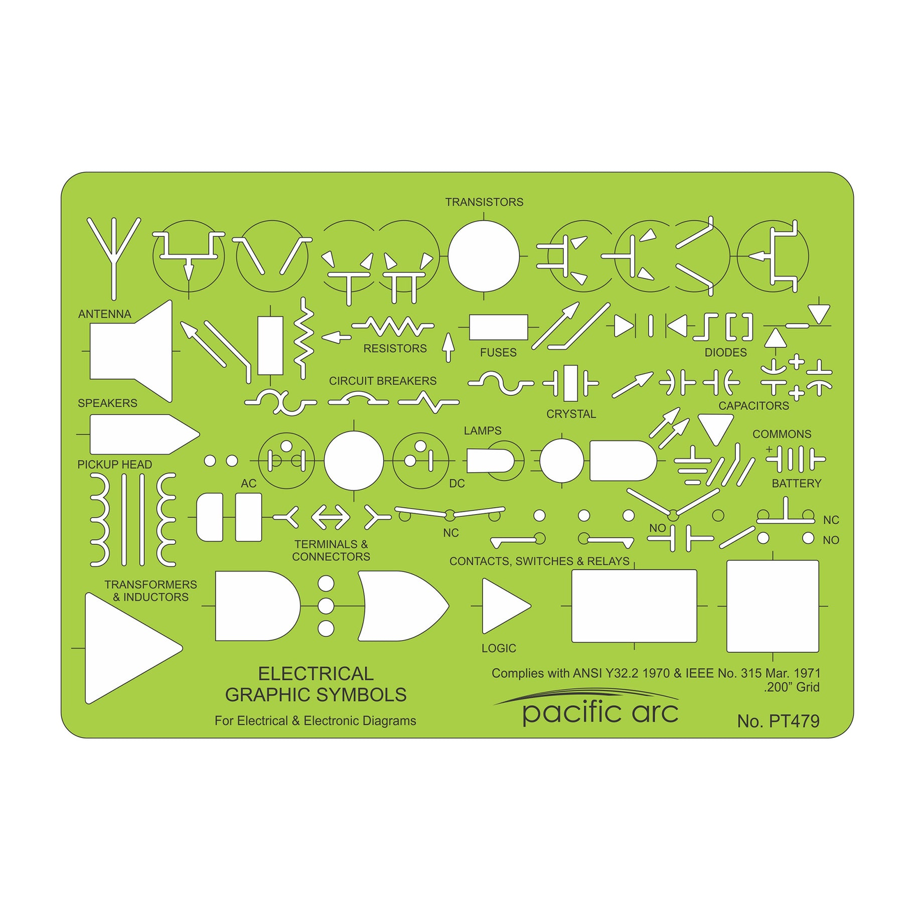 Pacific Arc Electrical Template Guide, perfect for layouts and drafting for architects, draftsmen, students, and artists