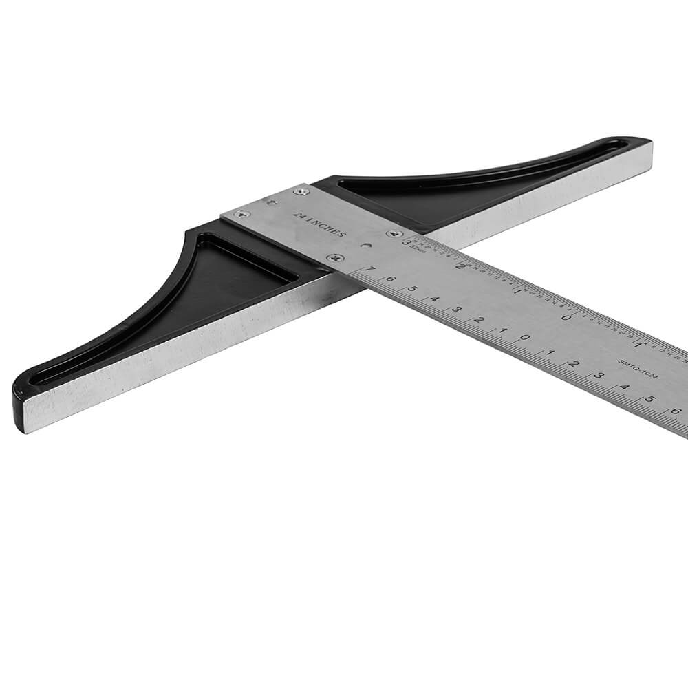 Pacific Arc 18 To 48 Inch T Square, Traditional Stainless Steel, Graduated Inch and Metric