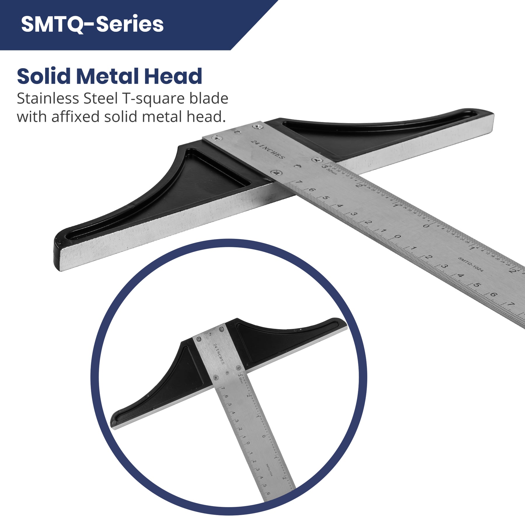 Pacific Arc 18 To 48 Inch T Square, Traditional Stainless Steel, Graduated Inch and Metric