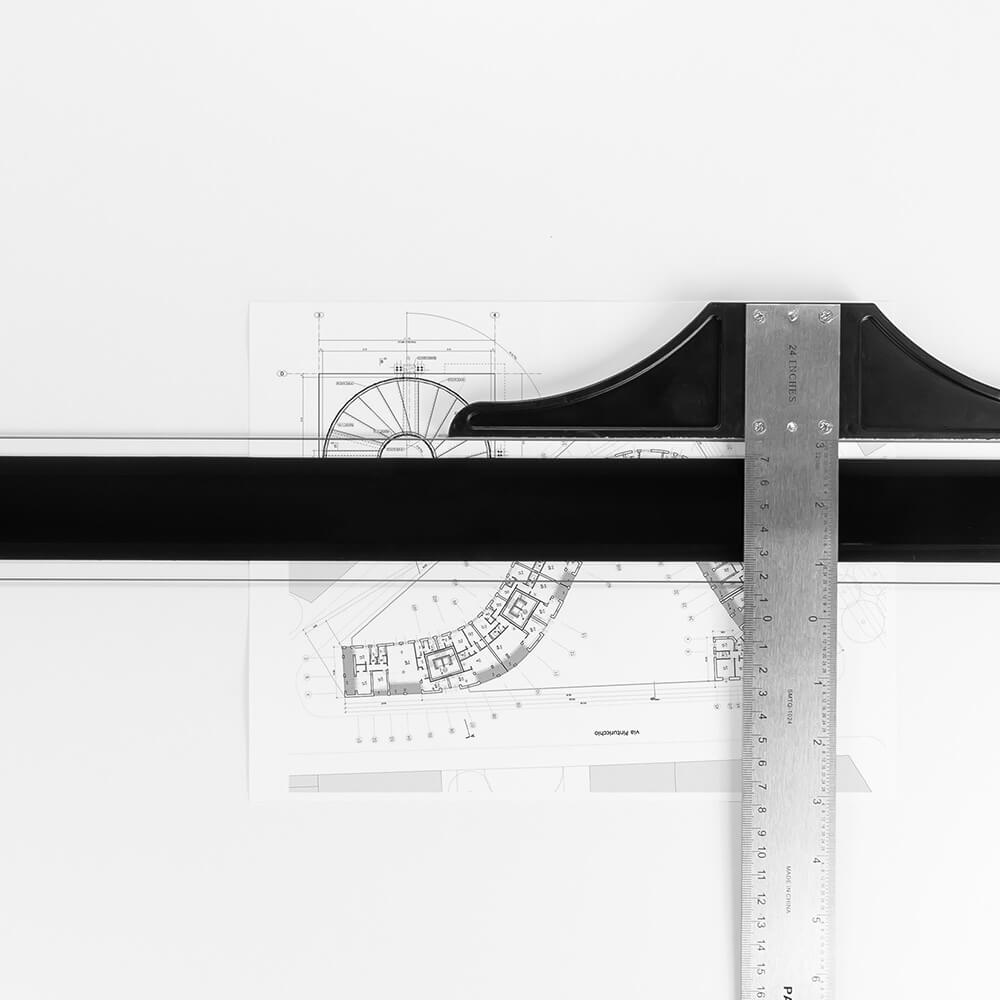 Pacific Arc 18 To 48 Inch T Square, Traditional Stainless Steel, Graduated Inch and Metric