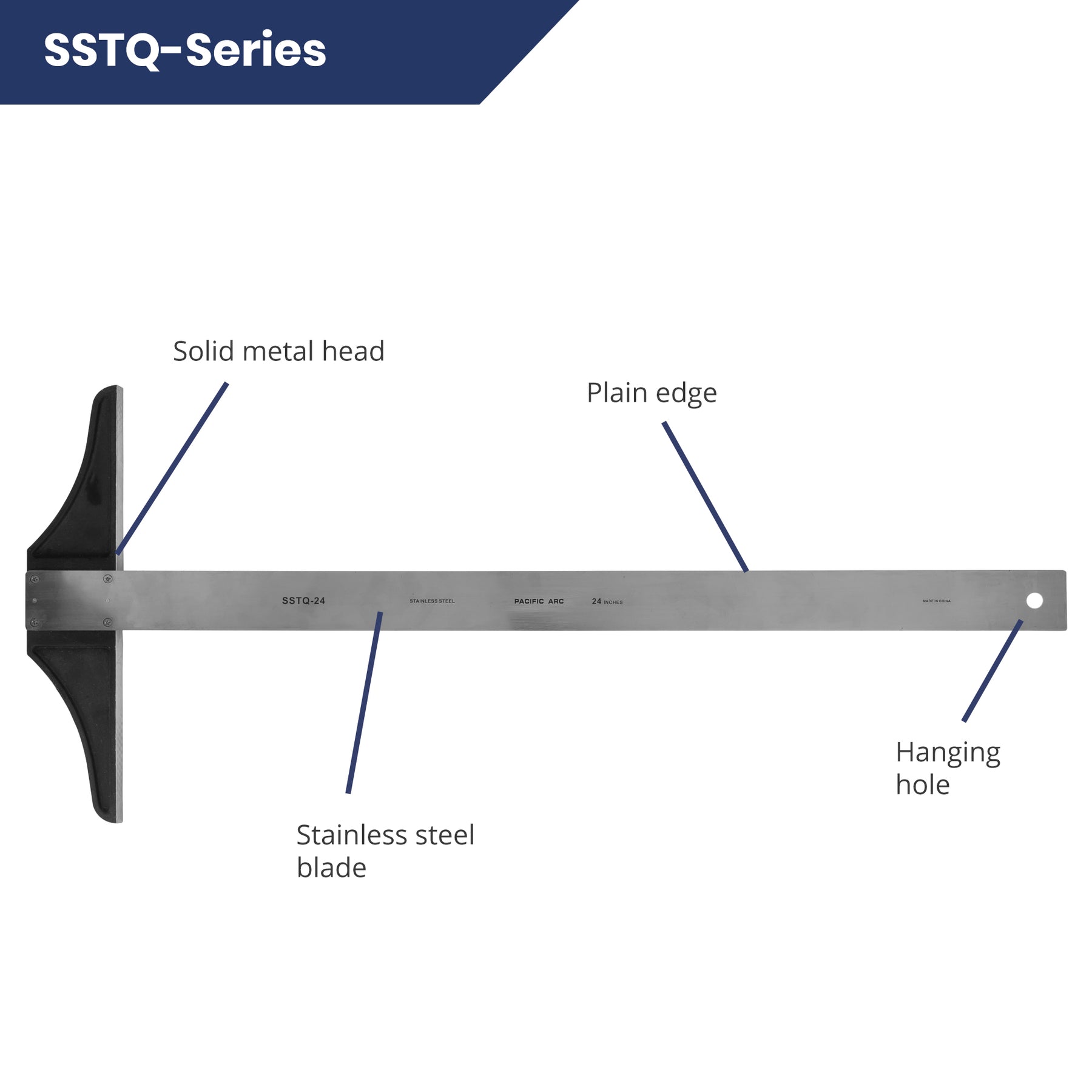 Pacific Arc, 18 To 48 Inch T Square, Traditional Stainless Steel Plain