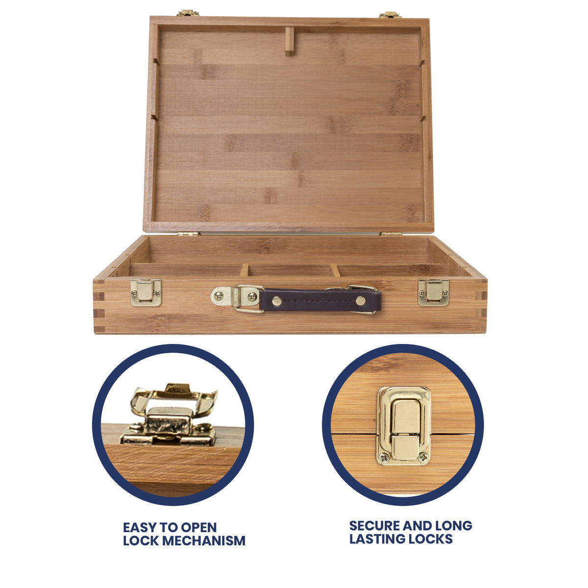Pacific Arc, Zacate Artist Tool Box for Art Supplies, 14 Inch x 11 Inch x 4 Inch, 5 Fixed Compartments
