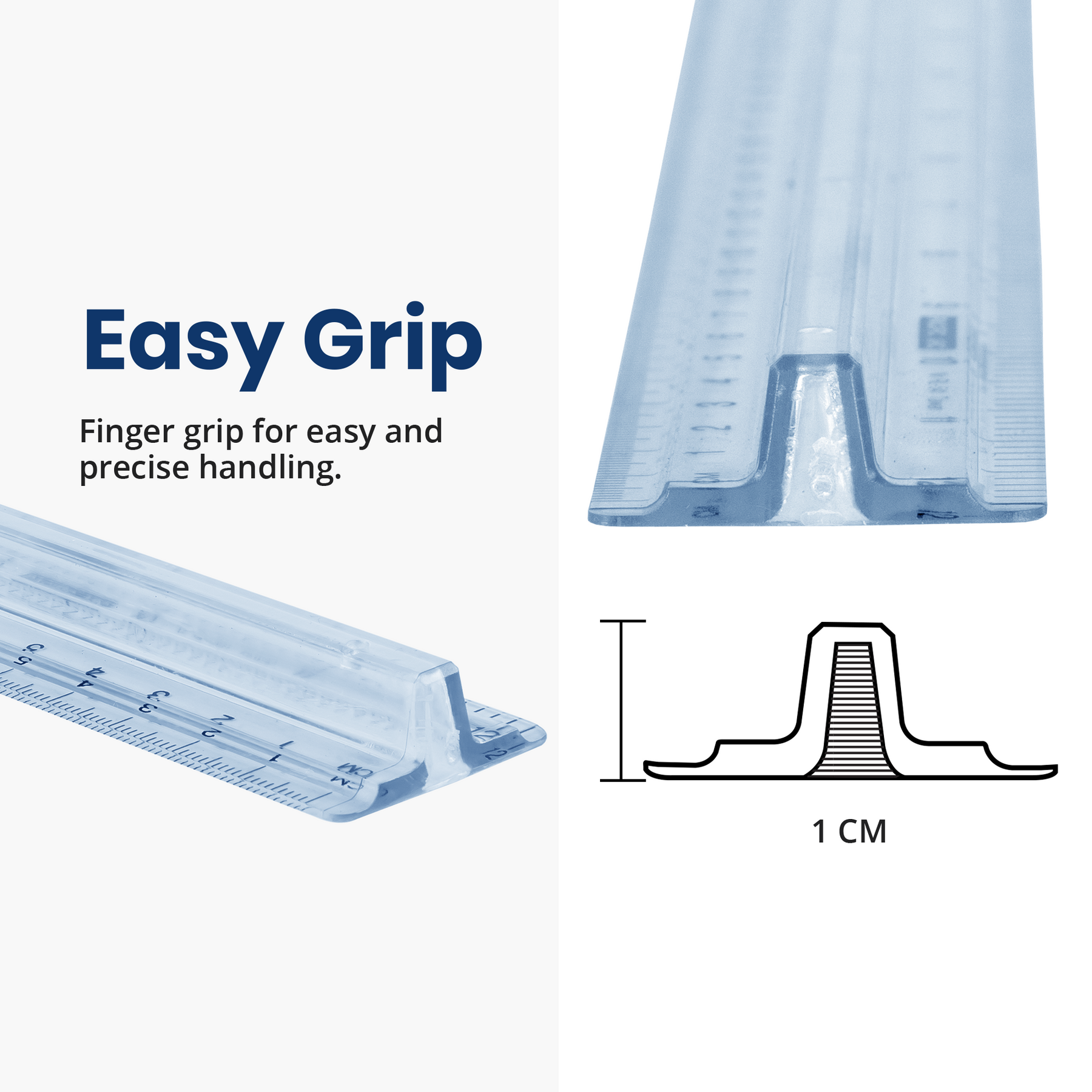 Pacific Arc - Easy Grip Ruler, 12 Inch, Inches and Centimeters, Clear