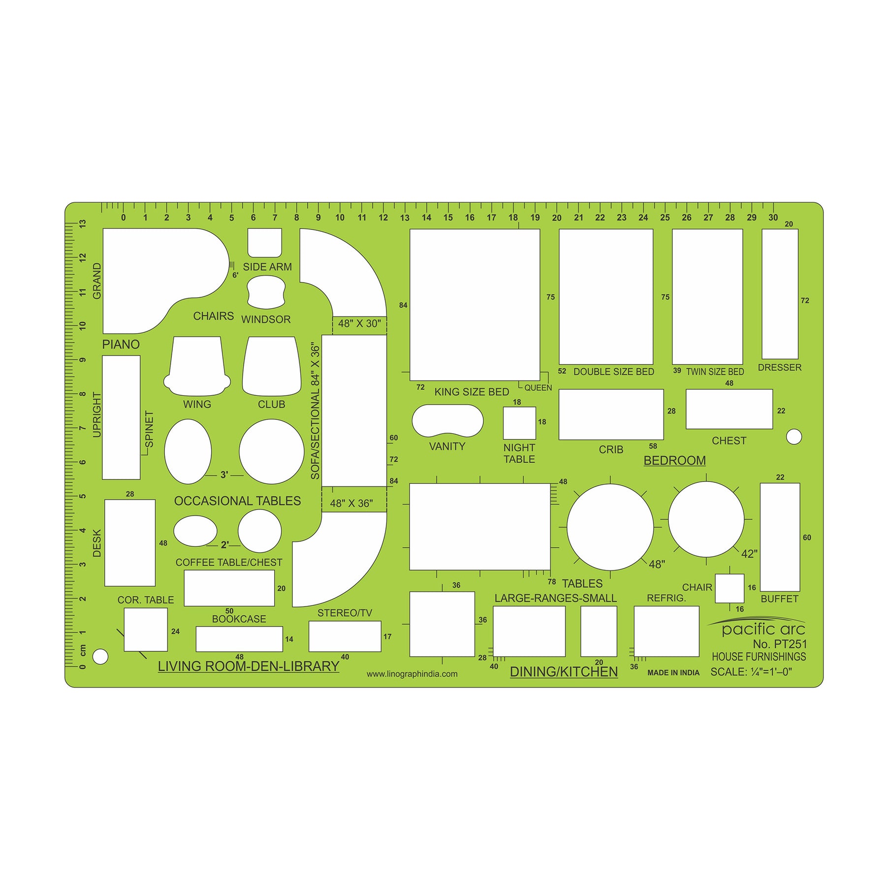 Pacific Arc, Architecture Template, Drawing aid stencil for professional or school work, for architects, draftsmen, and artists