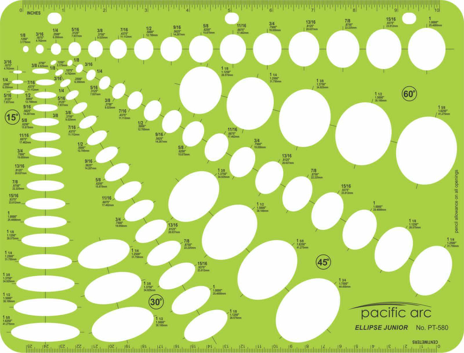 Pacific Arc Ellipse Template Guides, Ellipses in multiple projections for architecture, drafting, and design - great for students and professionals