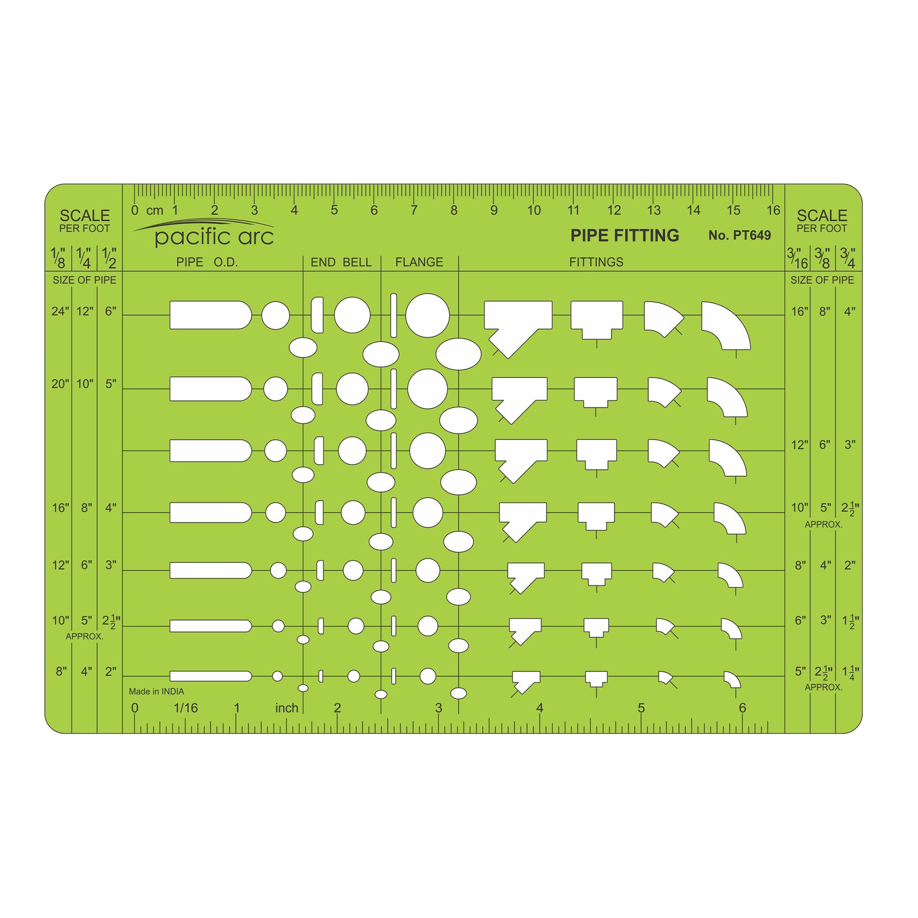 Pacific Arc Pipe Fitting Template Guides for architecture and drafting - great for draftsmen, architects, students and artists
