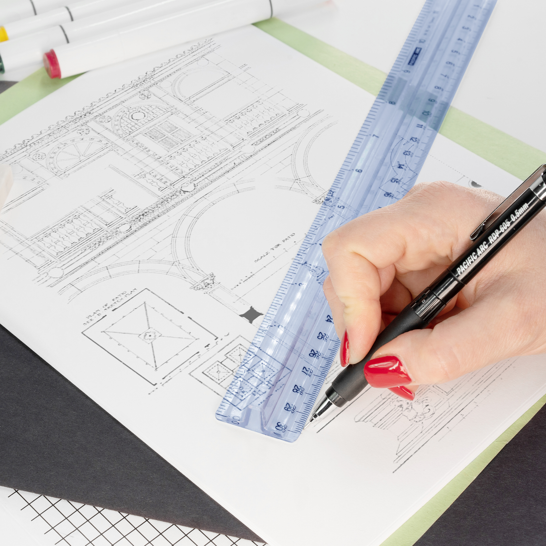 Pacific Arc - Easy Grip Ruler, 12 Inch, Inches and Centimeters, Clear