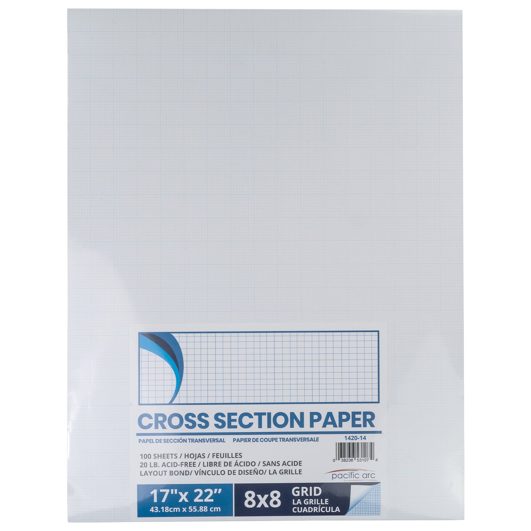 Pacific Arc - Cross Section Paper Pack, 500 Sheets, 8.5 Inch x 11 Inch, 4 x 4 Grid