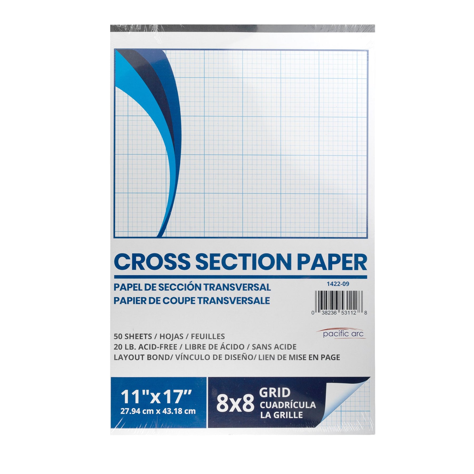 Pacific Arc - Cross Section Paper Pack, 500 Sheets, 8.5 Inch x 11 Inch, 4 x 4 Grid