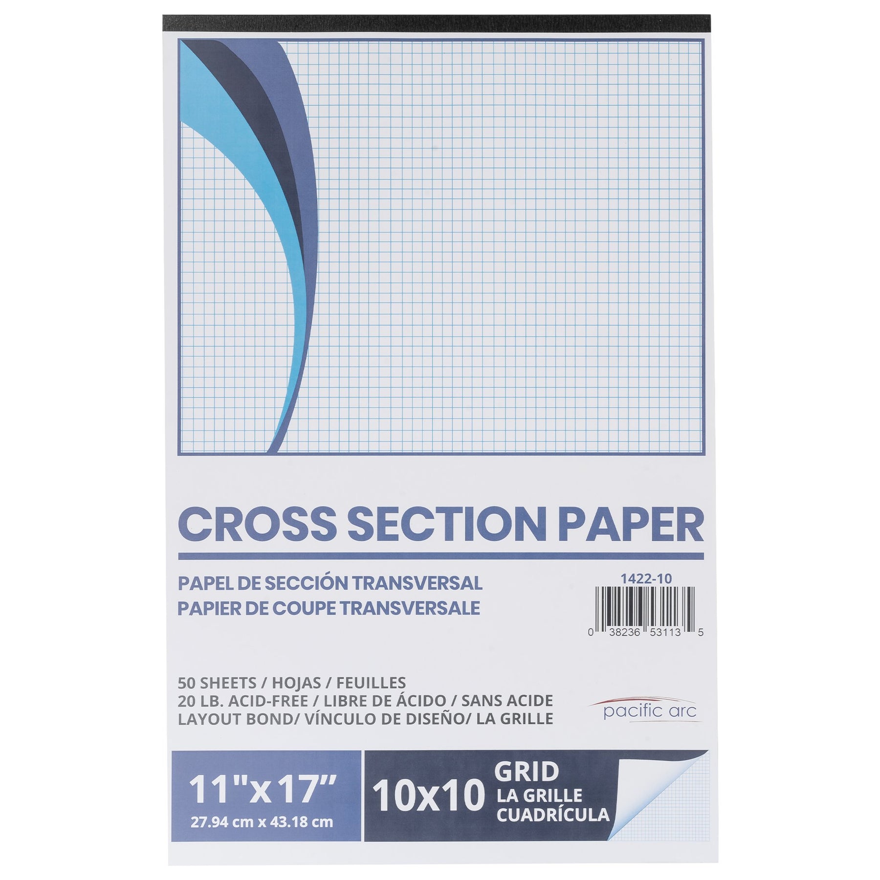 Pacific Arc - Cross Section Paper Pack, 500 Sheets, 8.5 Inch x 11 Inch, 4 x 4 Grid