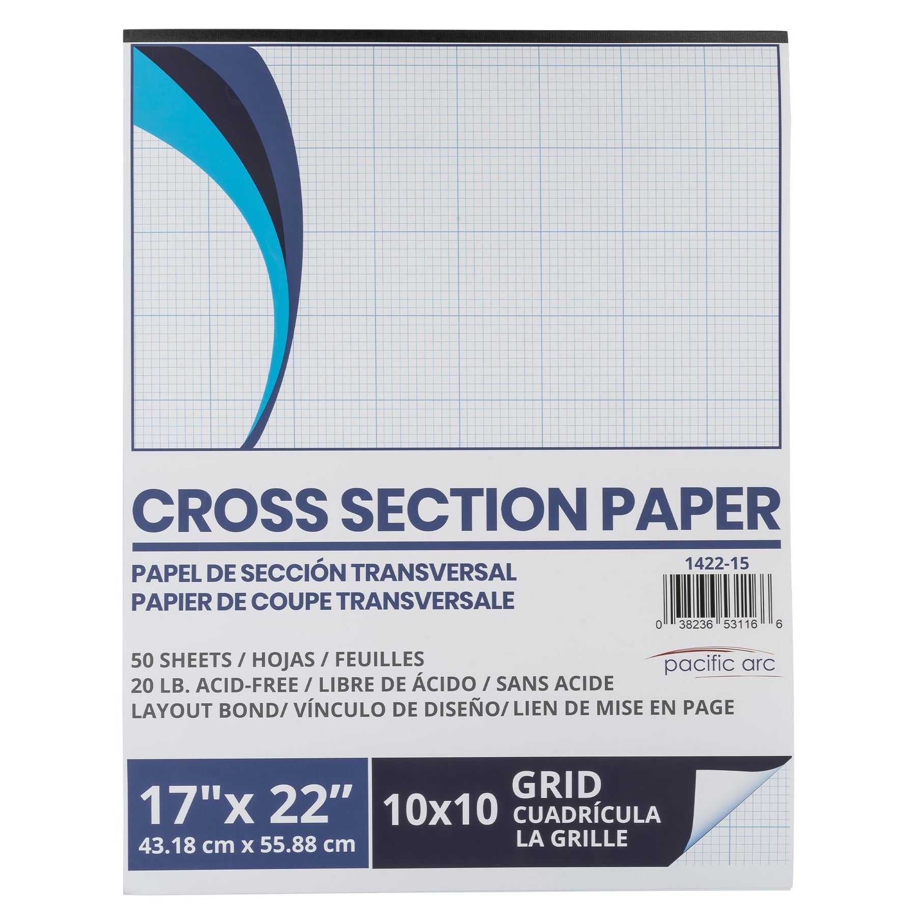 Pacific Arc - Cross Section Paper Pack, 500 Sheets, 8.5 Inch x 11 Inch, 4 x 4 Grid