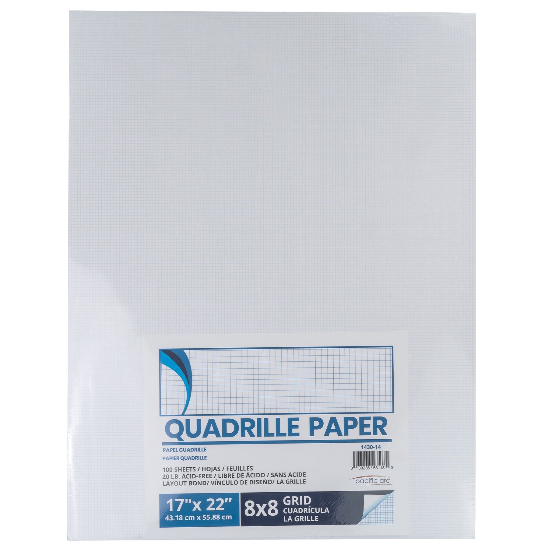 Pacific Arc, Quadrille Paper Pad, 50 Sheets 8.5 Inch x 11 Inch, 4 x 4 Grid