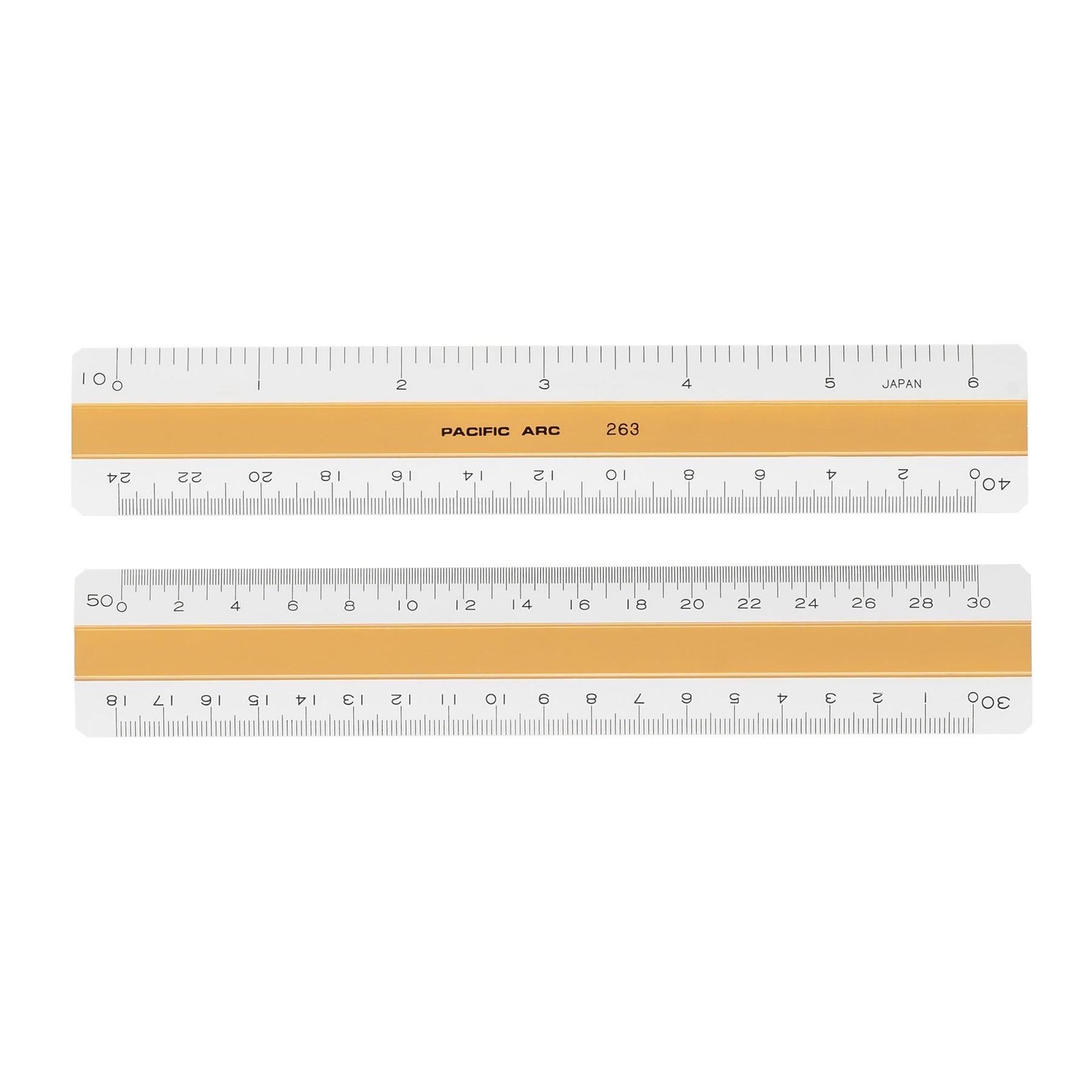 Pacific Arc, Professional 6" or 12" Four Bevel Flat Scale Ruler, Plastic, Architect, Engineer, Metric, and Combo graduations, 4 Bevel Scales for Drafting, Architecture, and Engineering